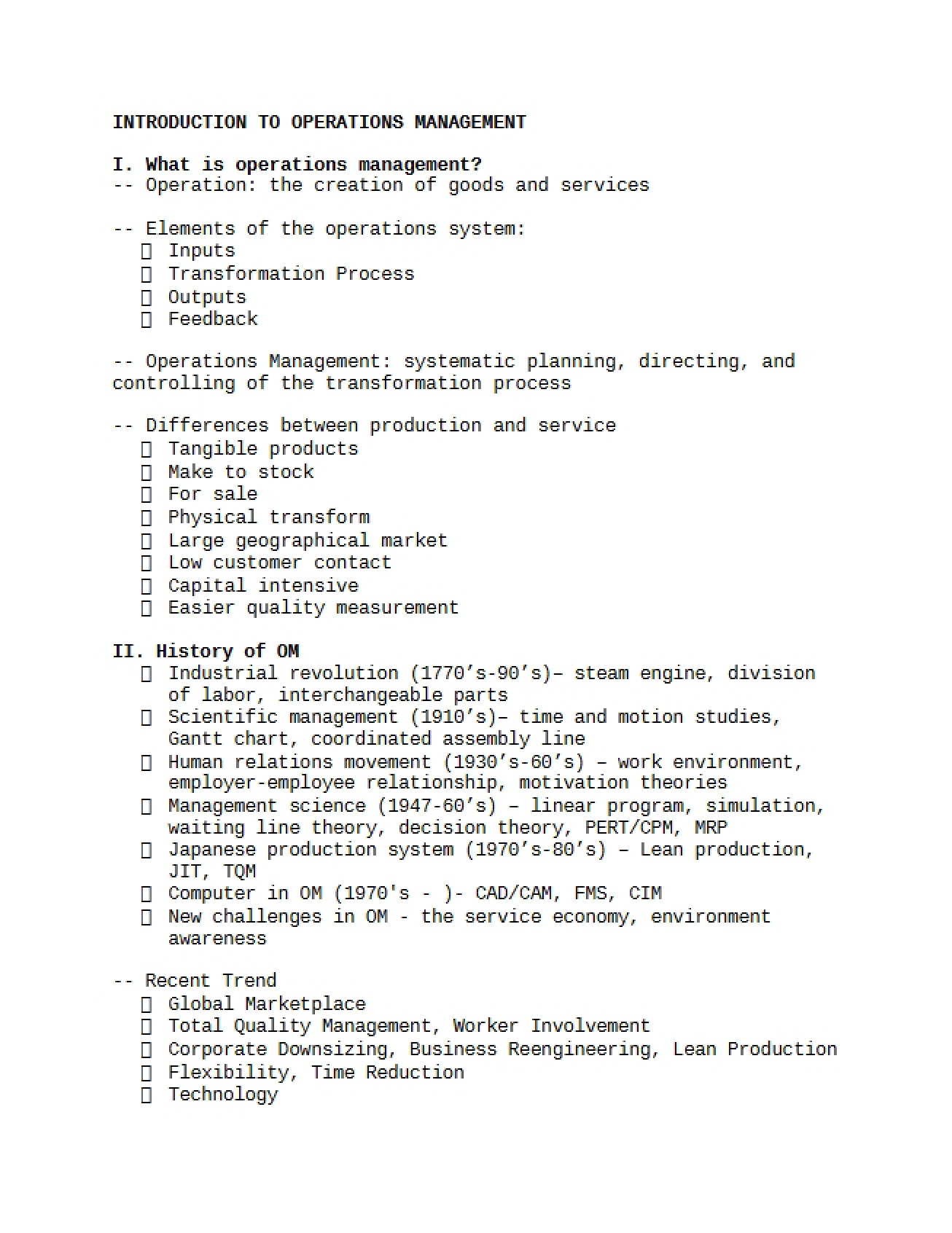 Operations Management Introduction