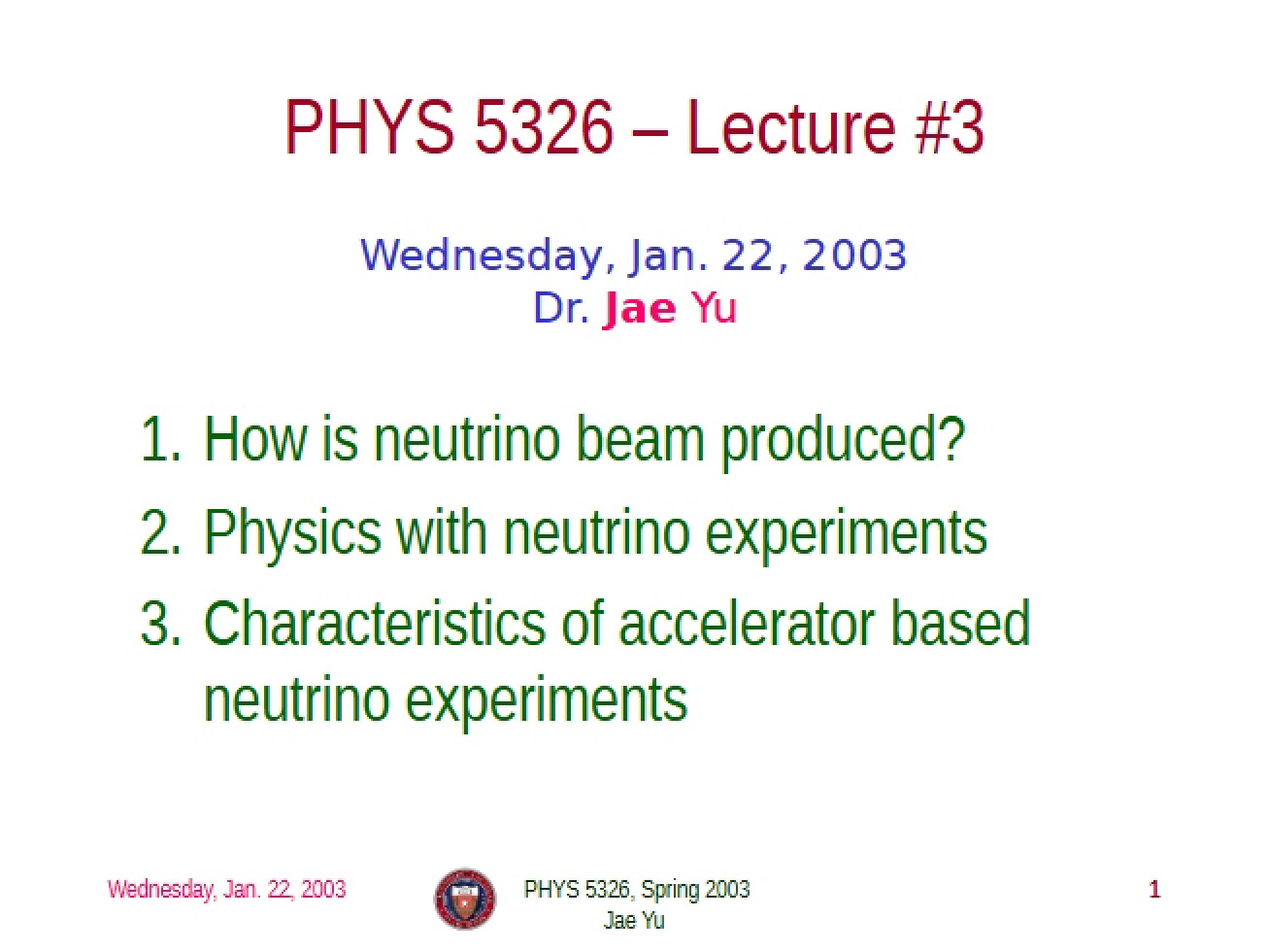 Beam of Neutrinos
