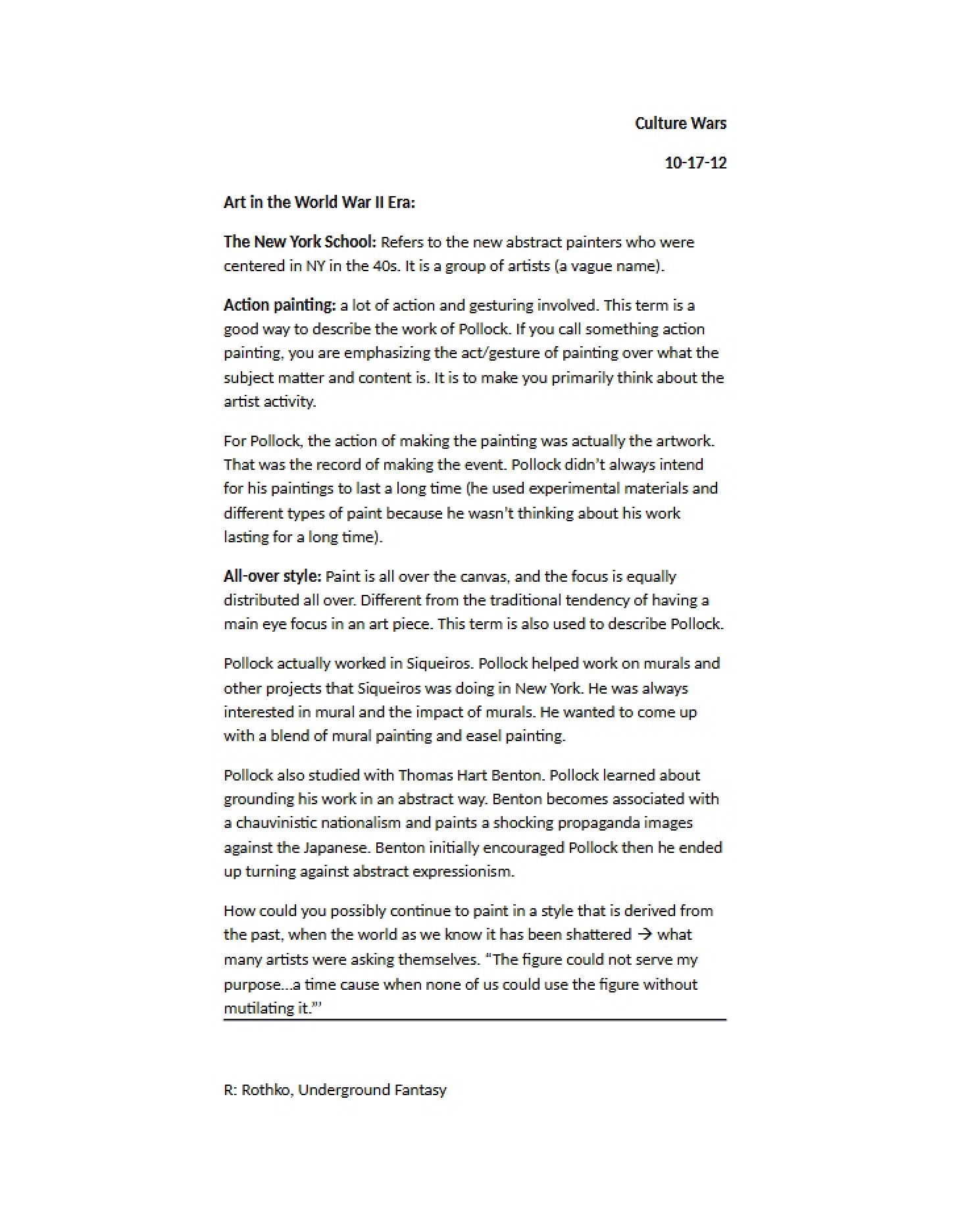 Notes for AHIS Lecture 14 (Oct 17, 2012)