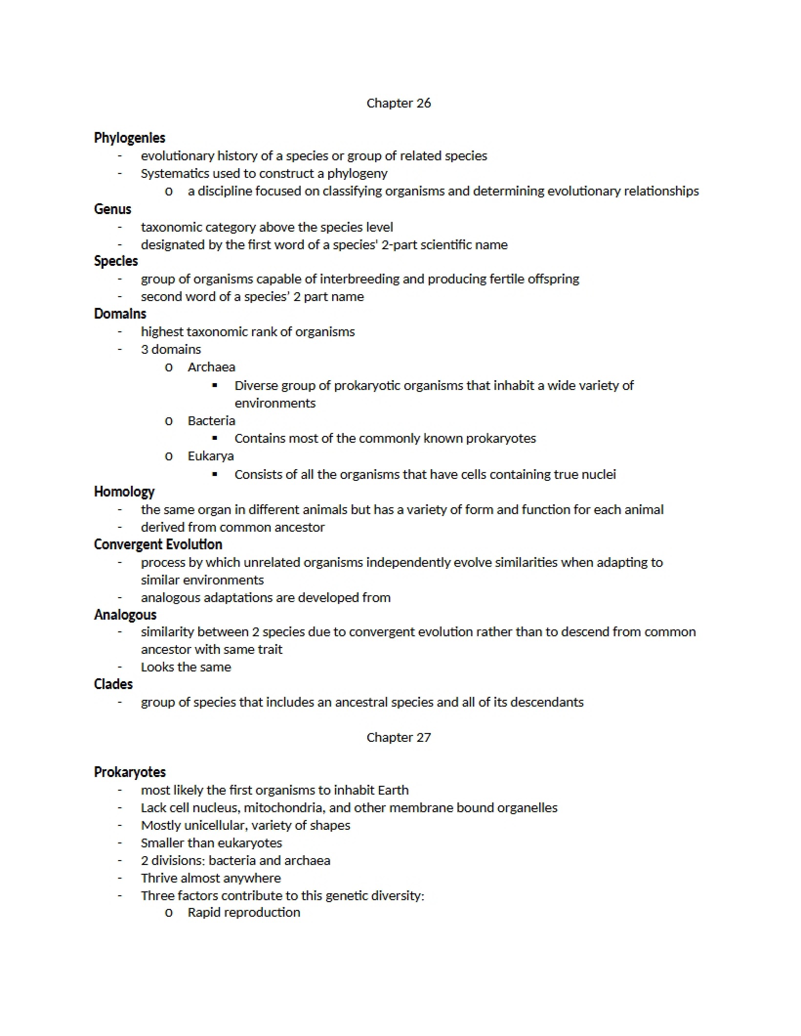 Biosciences Chapter 26