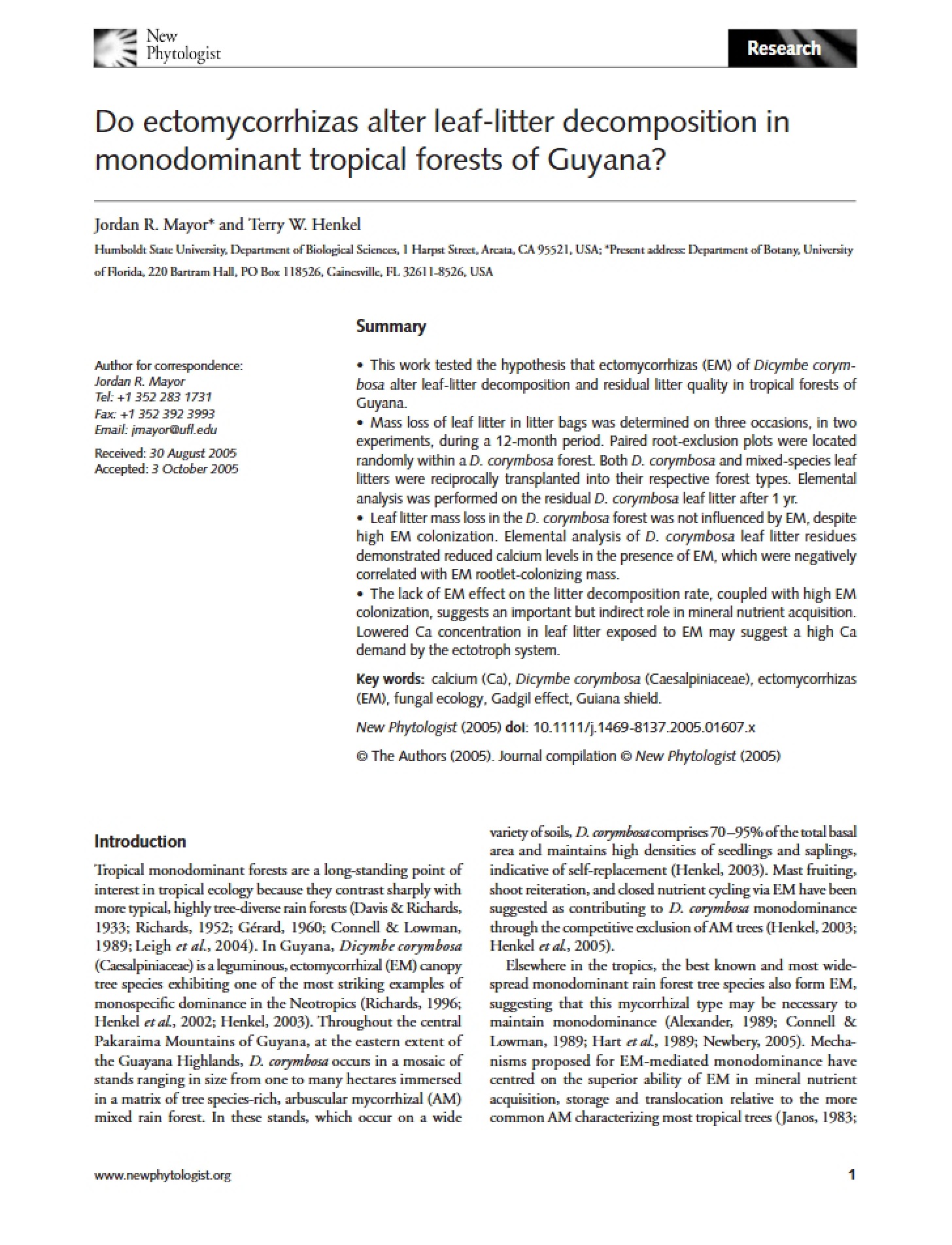 Alteration of Leaf-Litter Decomposition by Ectomycorrhizas