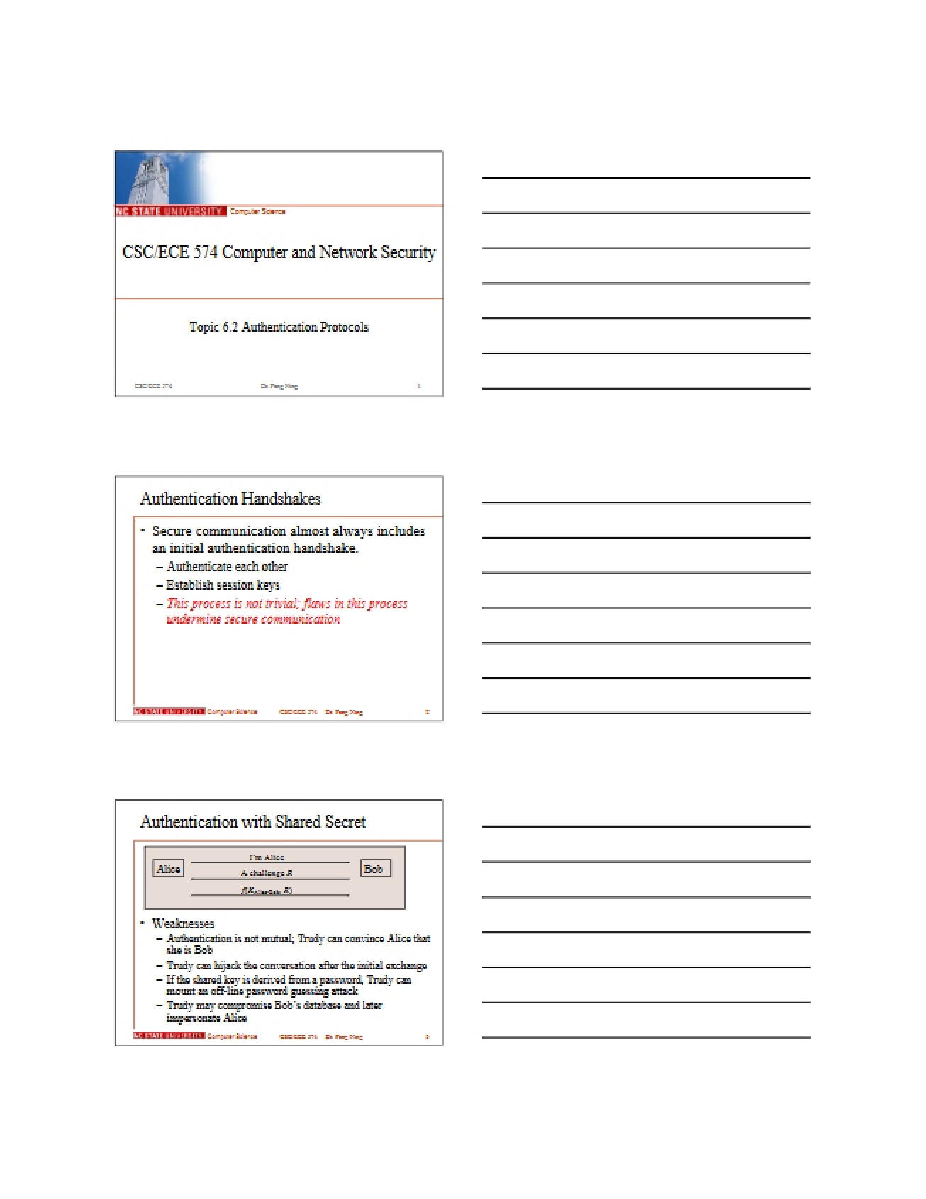 Protocols for Authentication