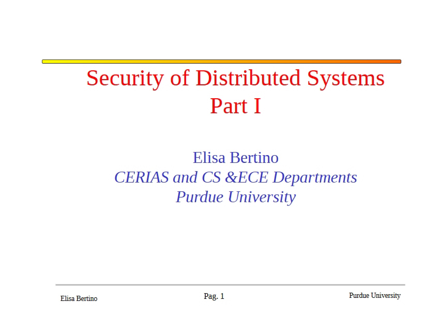 Distributed Systems Security