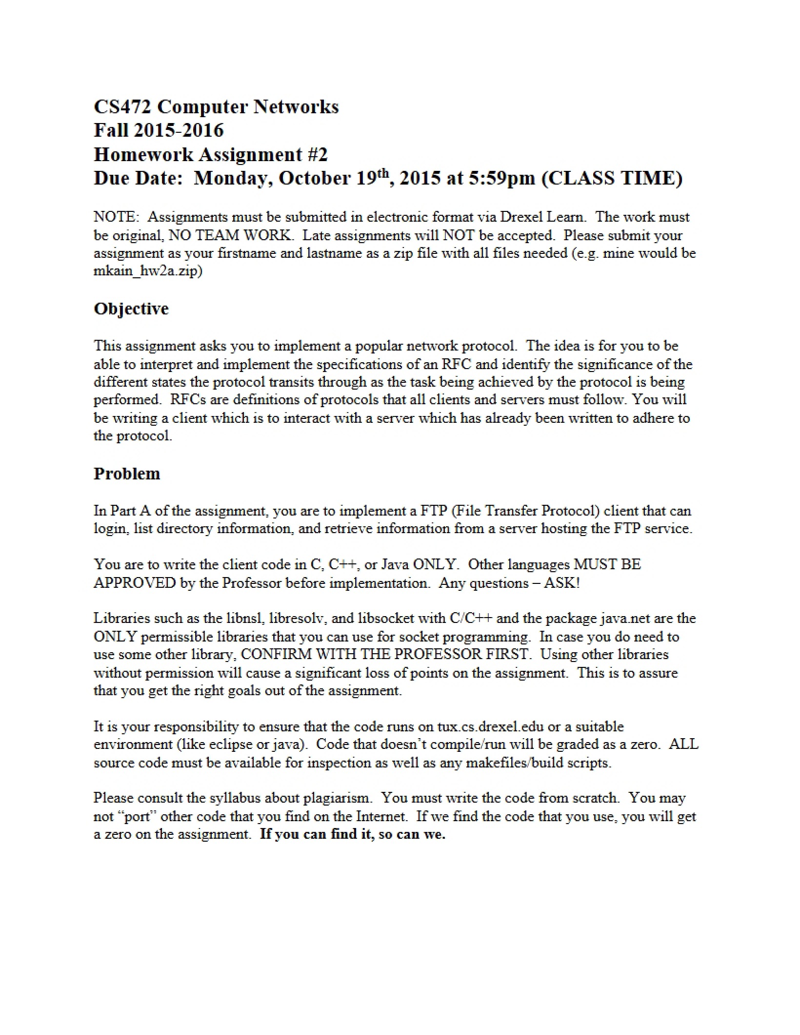 Homework Two - Networks