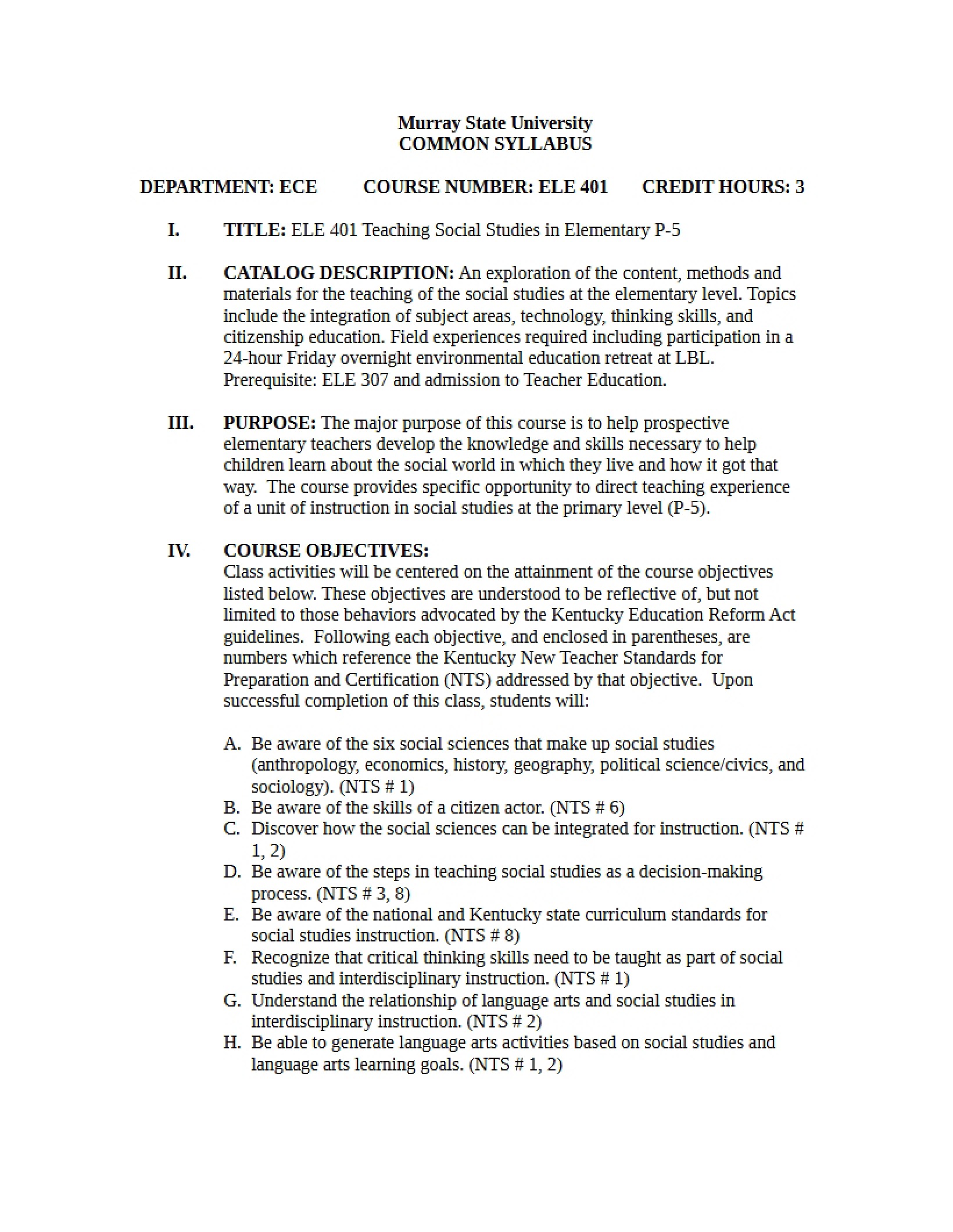 Syllabus - 6 Pages