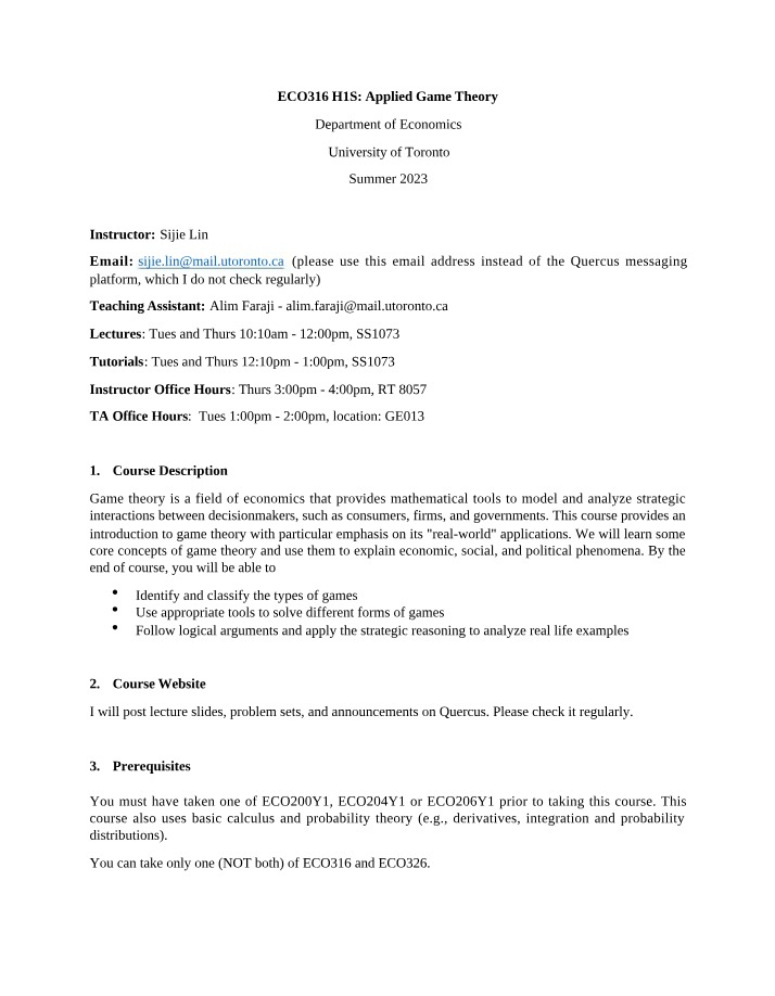 ECO316 Syllabus - Summer 2023