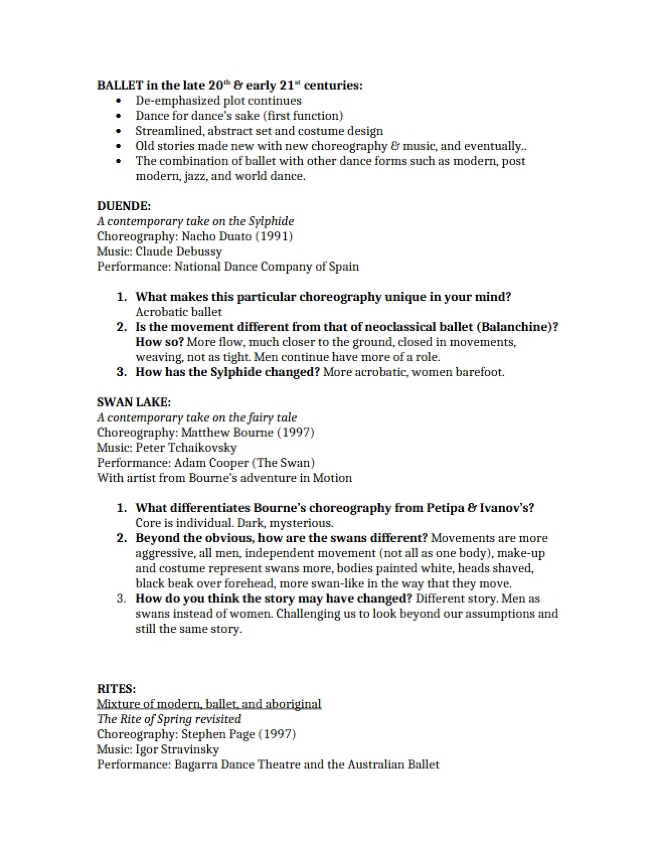 Ballet Overview