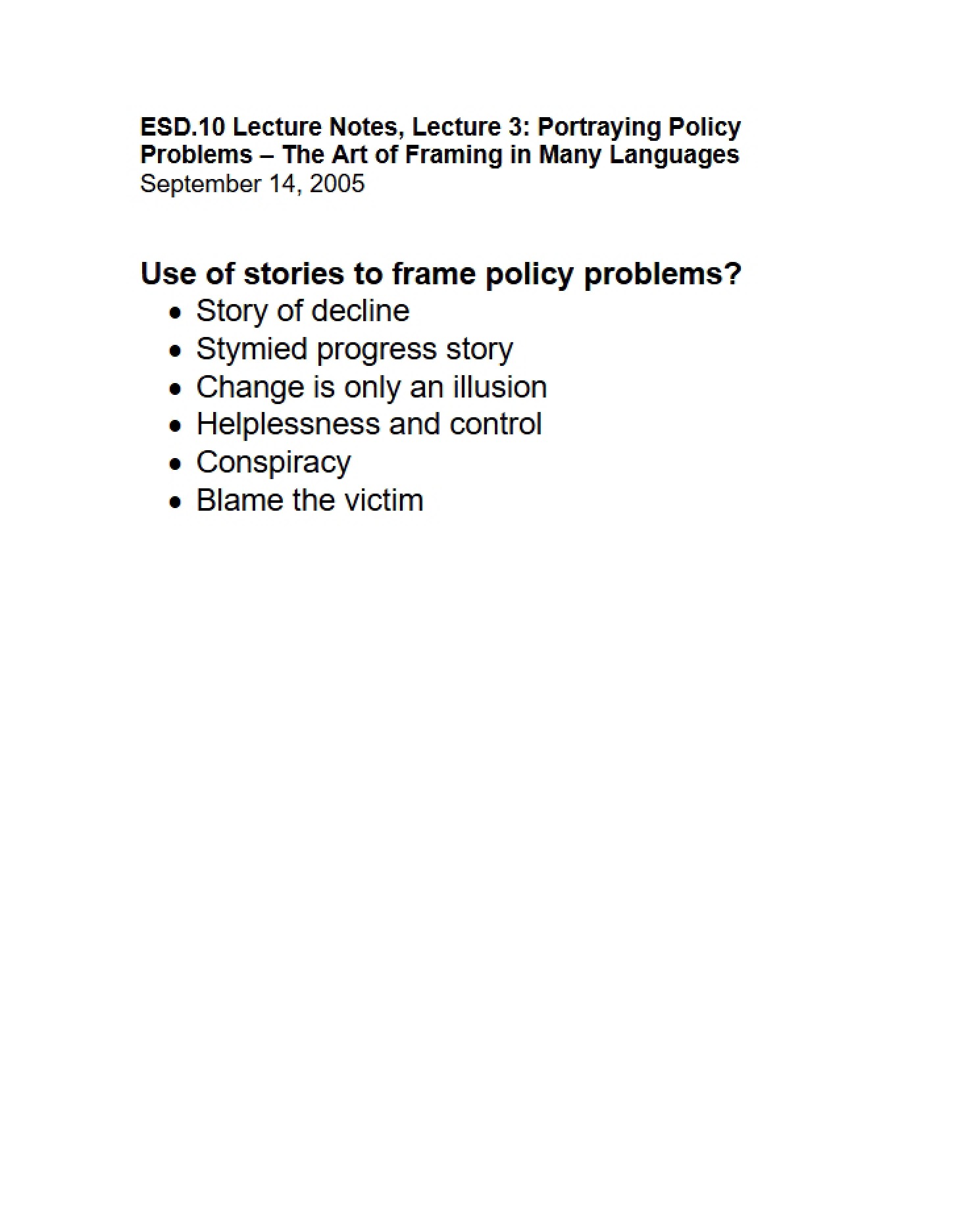 Policy Problem Portrayal