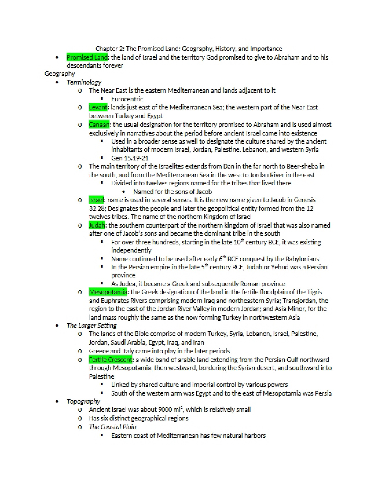 Promised Land Geography and History - Chapter 2