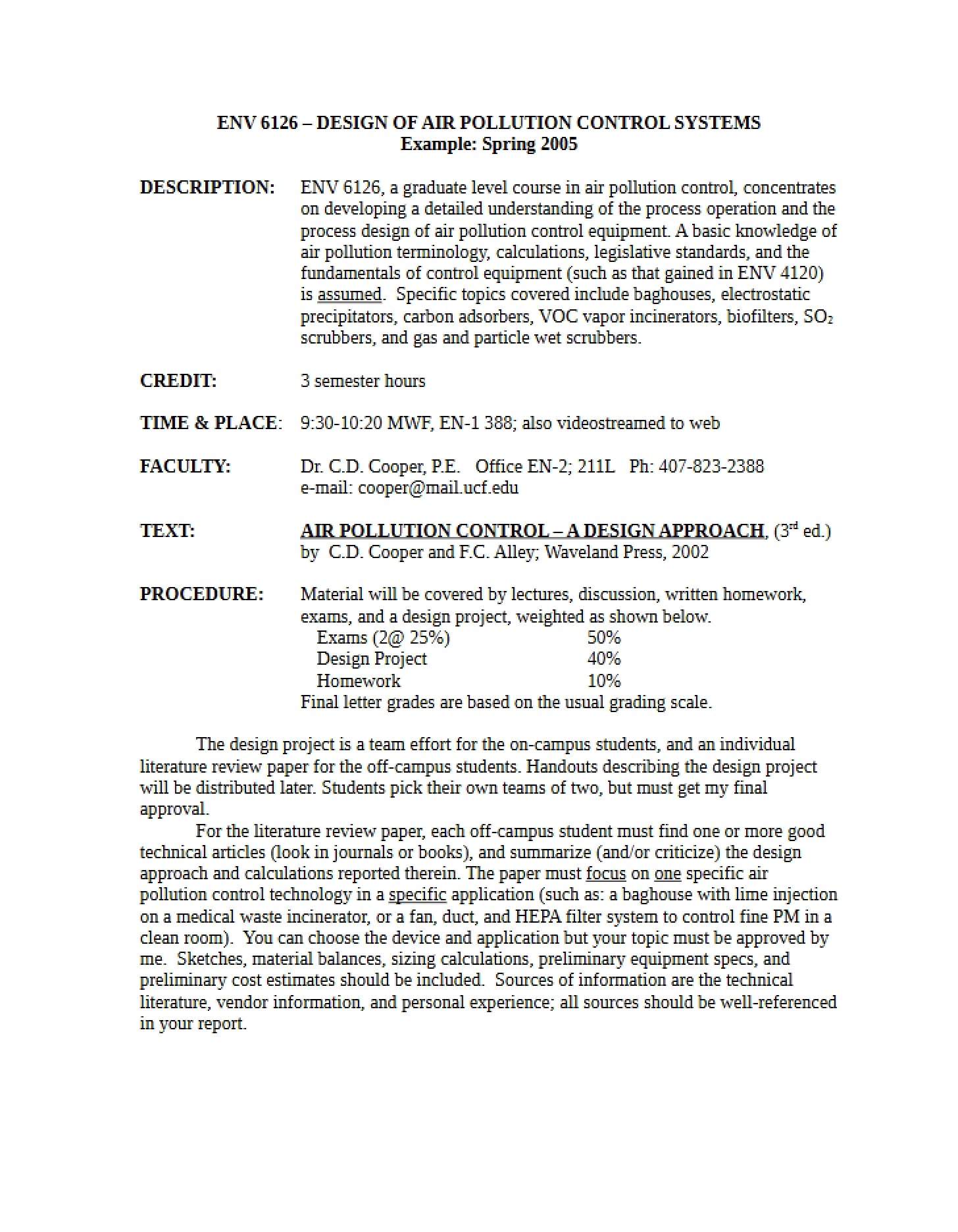 Course Syllabus