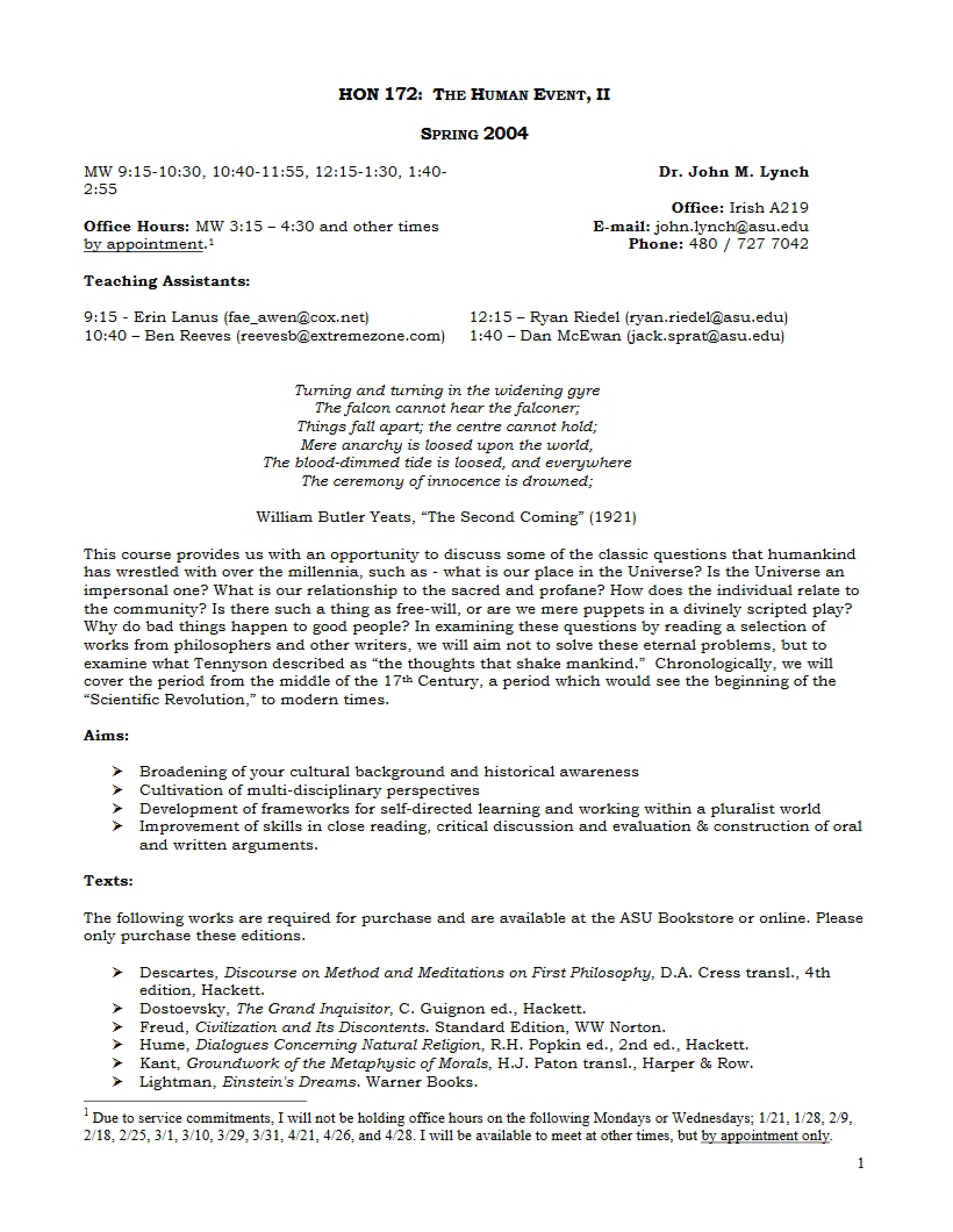 Syllabus The Human Event II