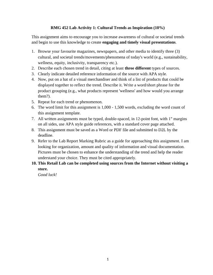 Cultural Trends Inspiration - Lab Activity 1