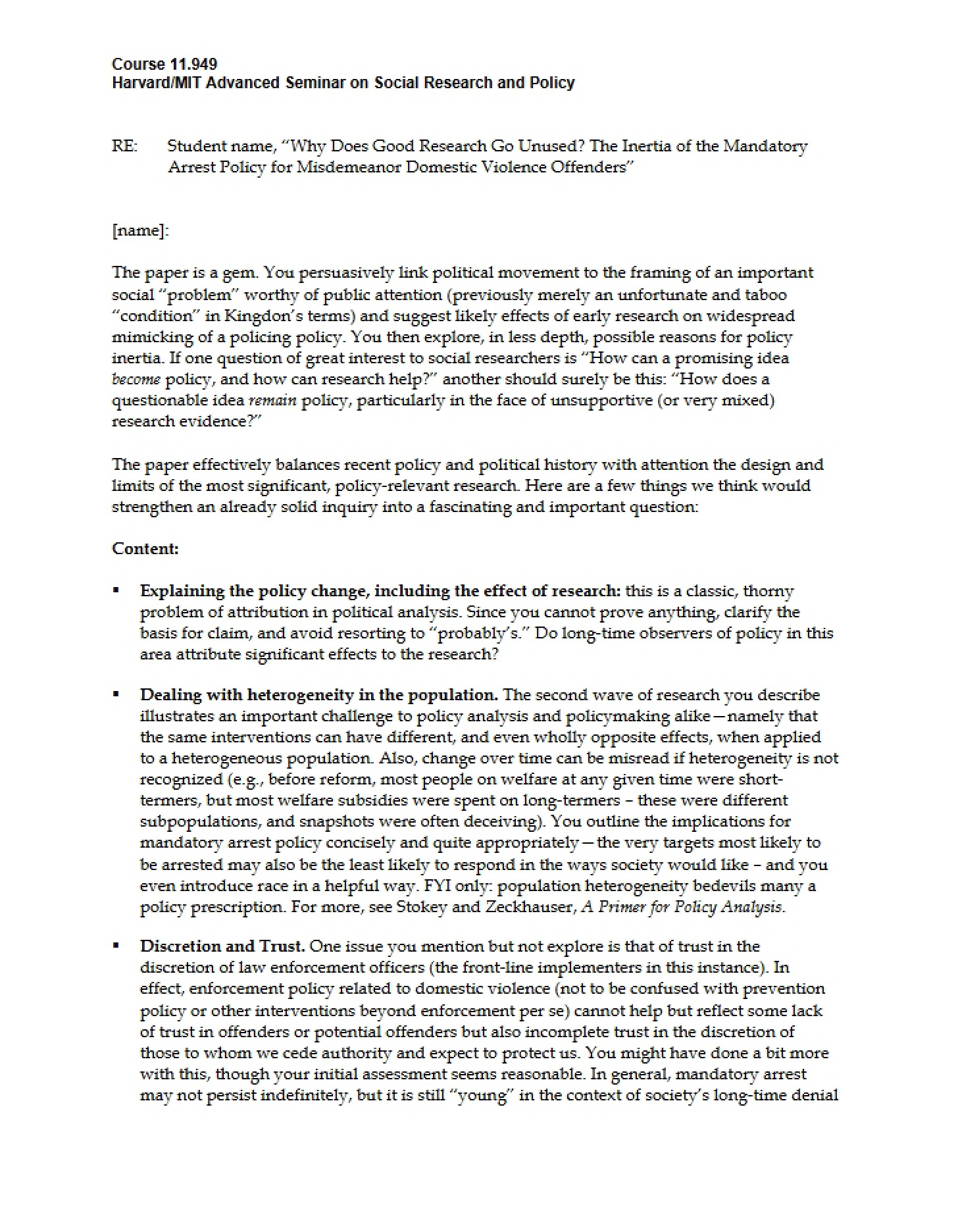 Social Research and Policy Advanced Seminar