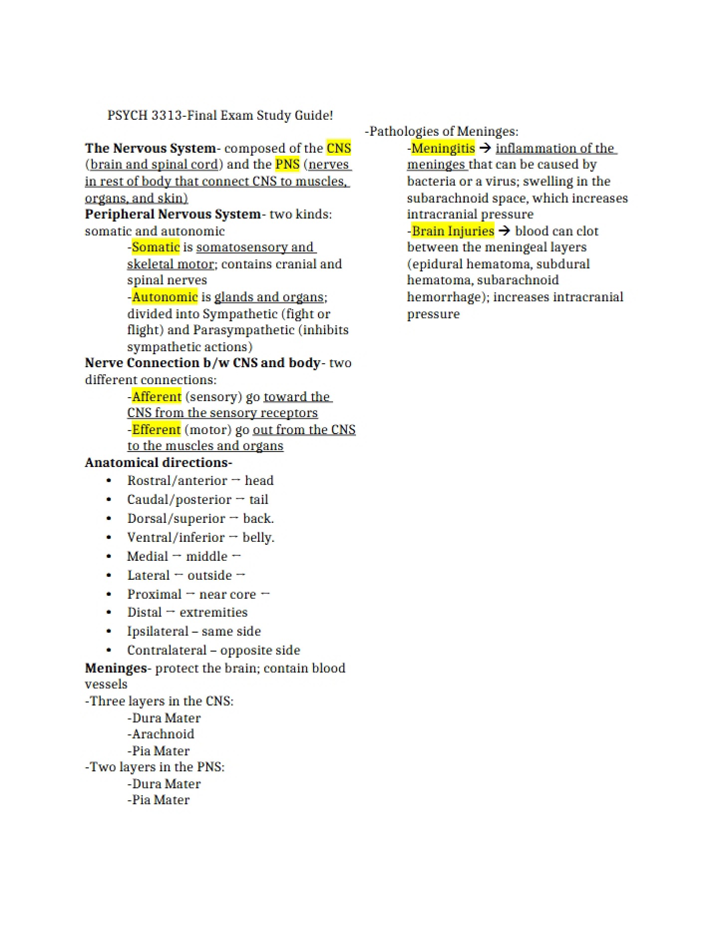 Study Guide for PSYCH 3313 Final