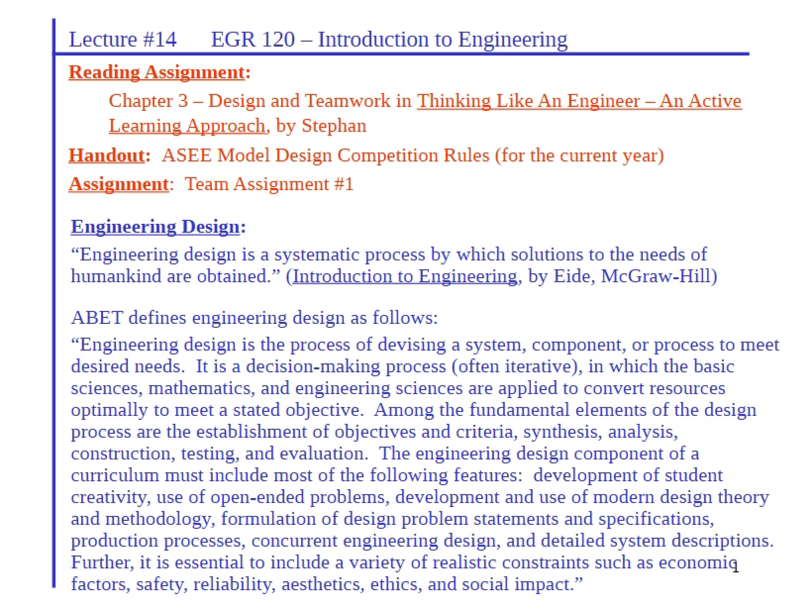 Engineering Intro Notes