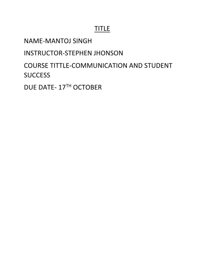 Critique #1 - Communication and Student Success
