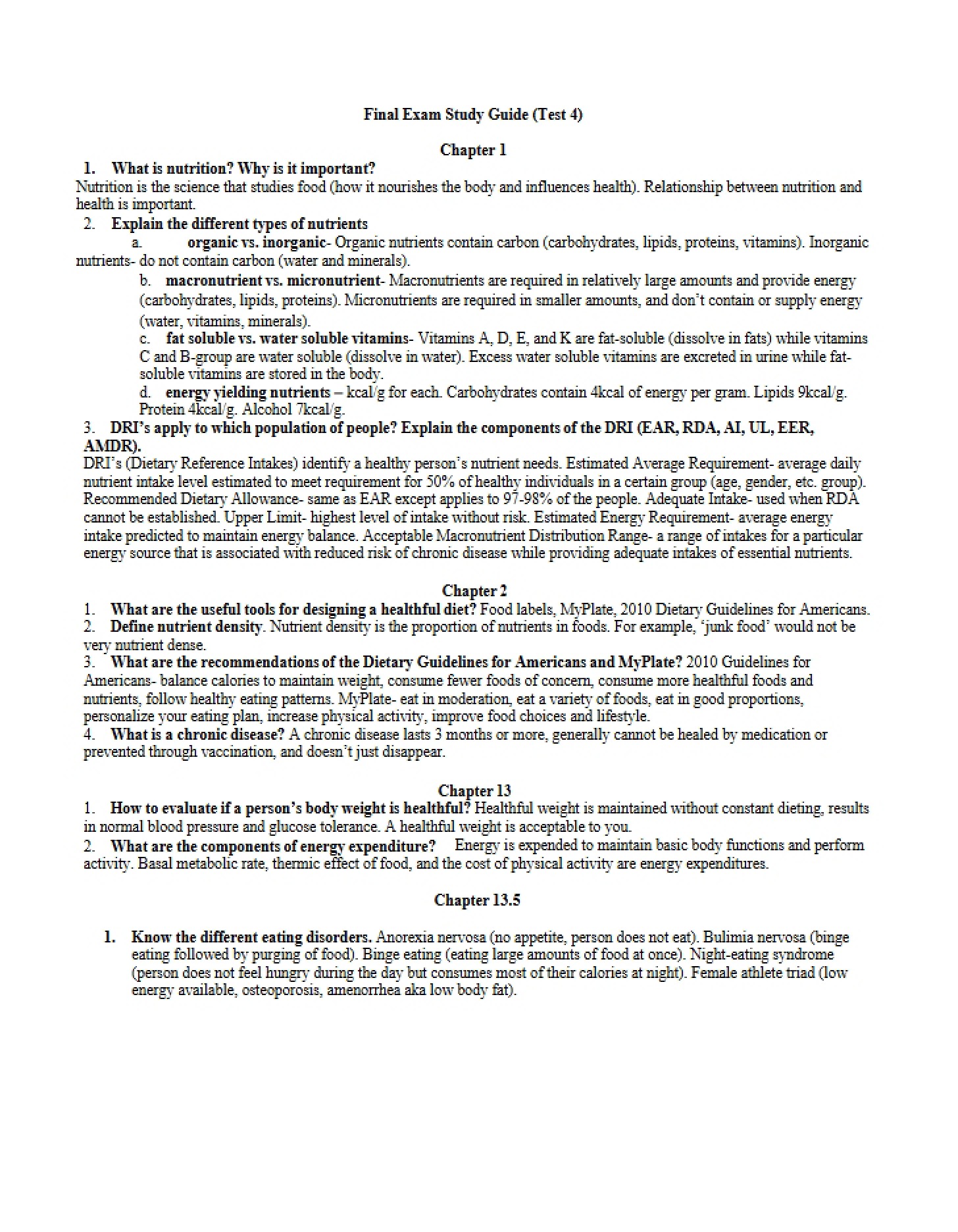 Prep Guide for Final Examination