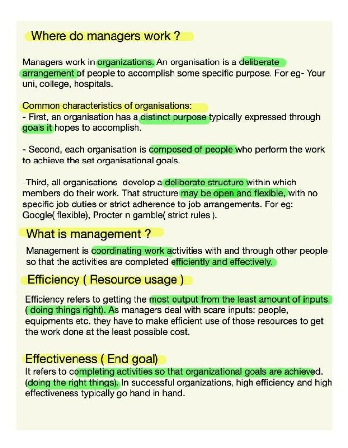 Where Managers Work - Efficiency and Effectiveness