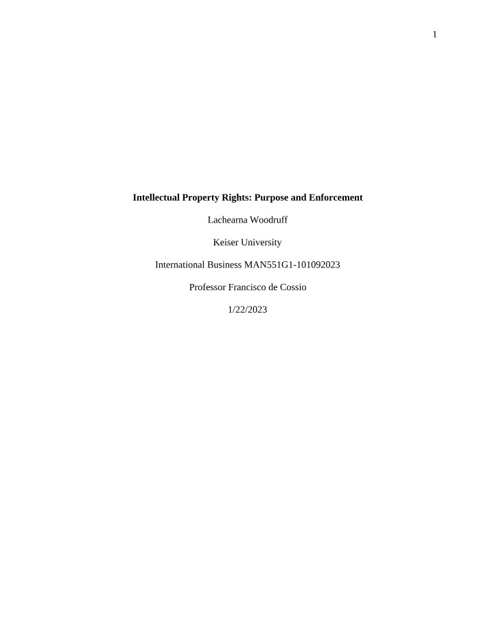 Intellectual Property Rights and Enforcement