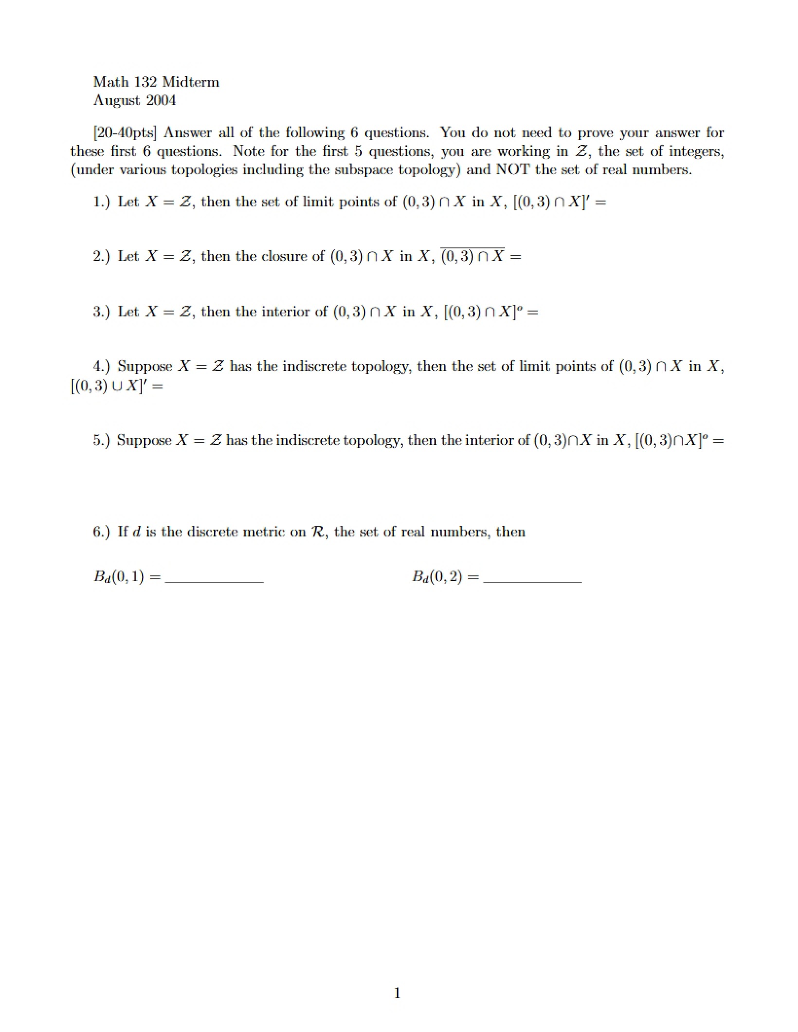 General Topology Lecture Notes