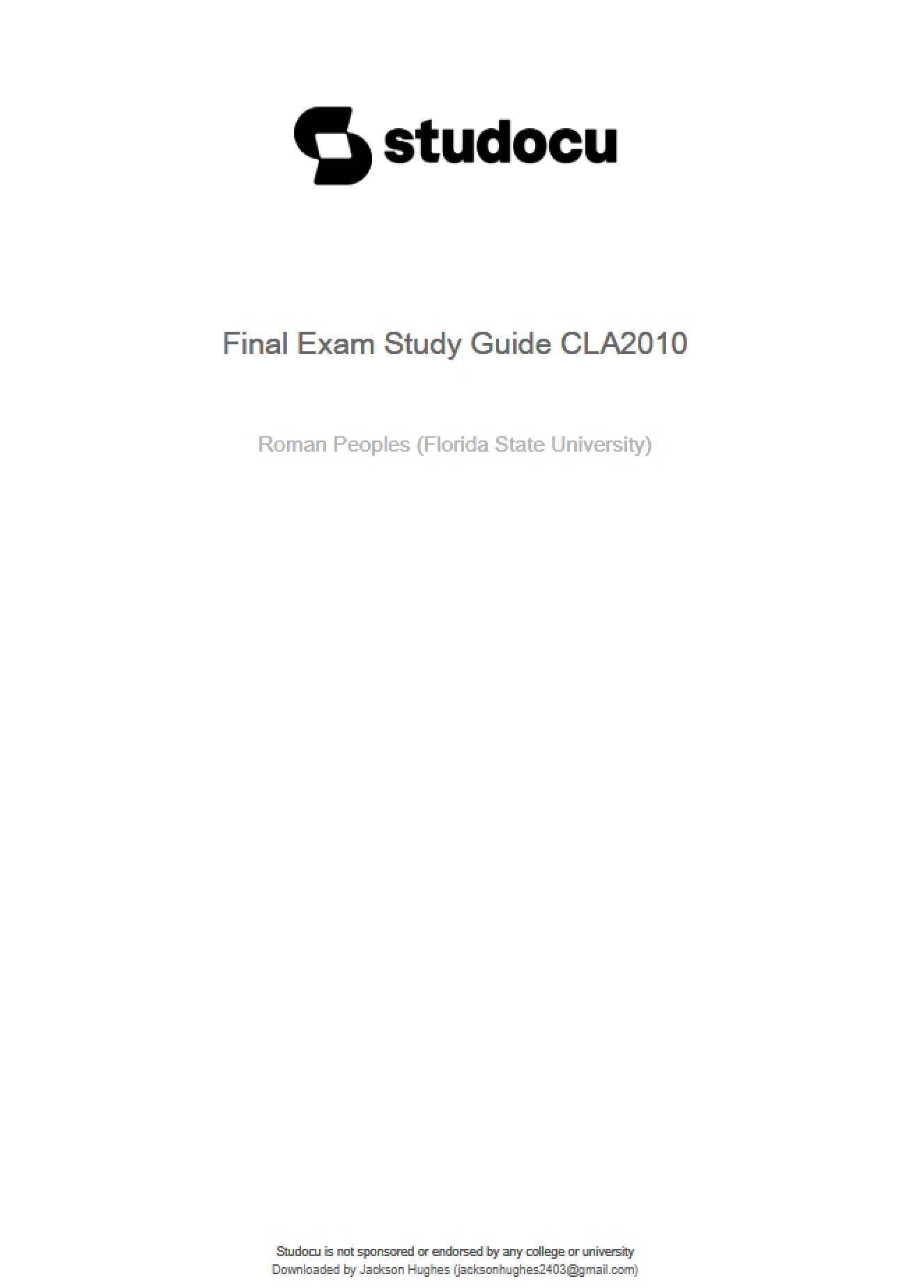Study Guide for the Final Examination