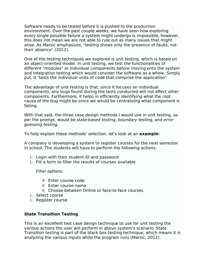 State-based, Boundary, and Error Unit Testing Techniques