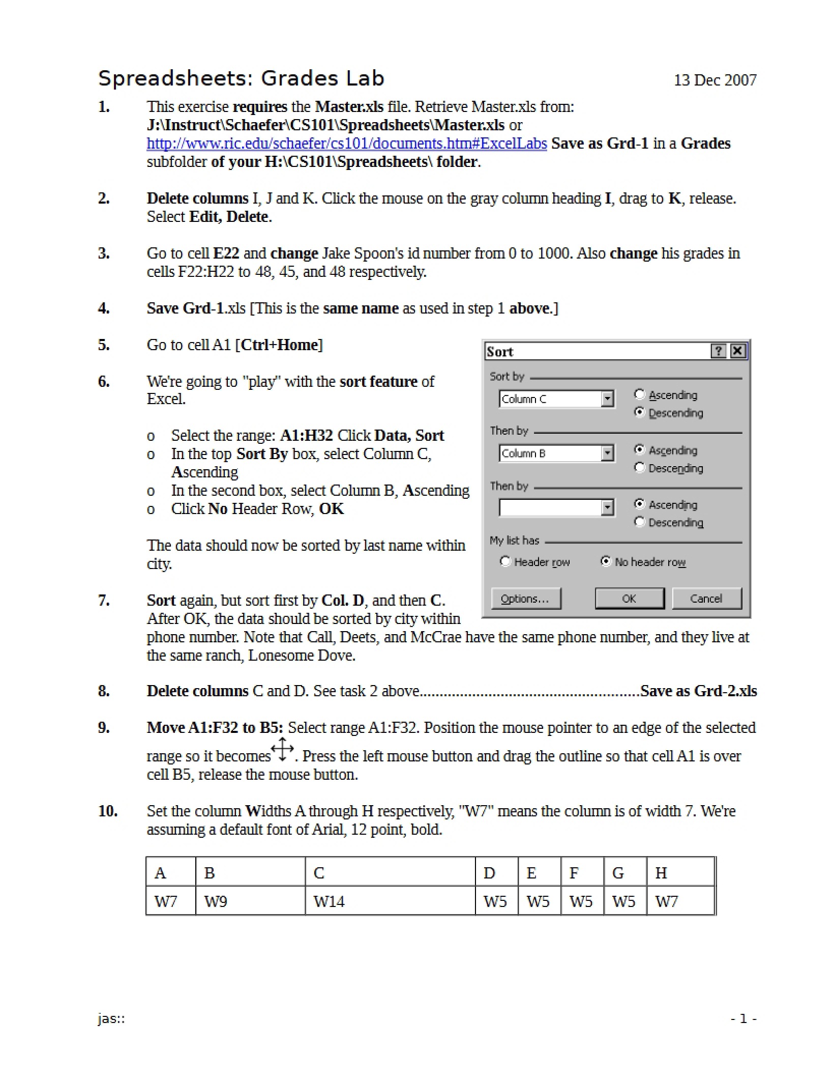 Grades Lab Spreadsheets