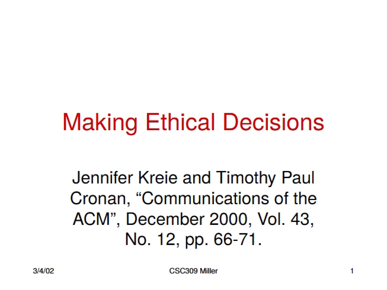 Guide to Making Ethical Decisions