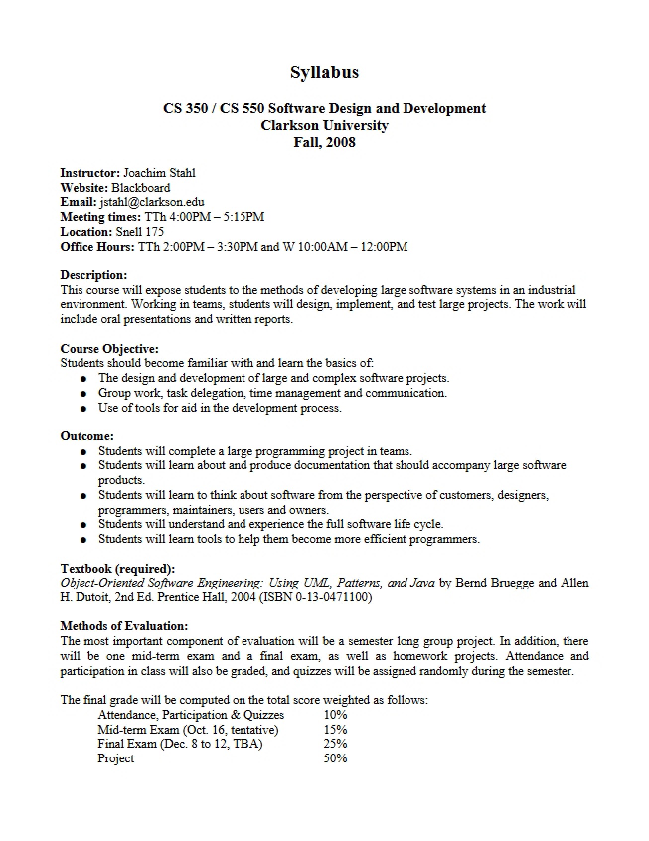 Software Design Syllabus Part 1