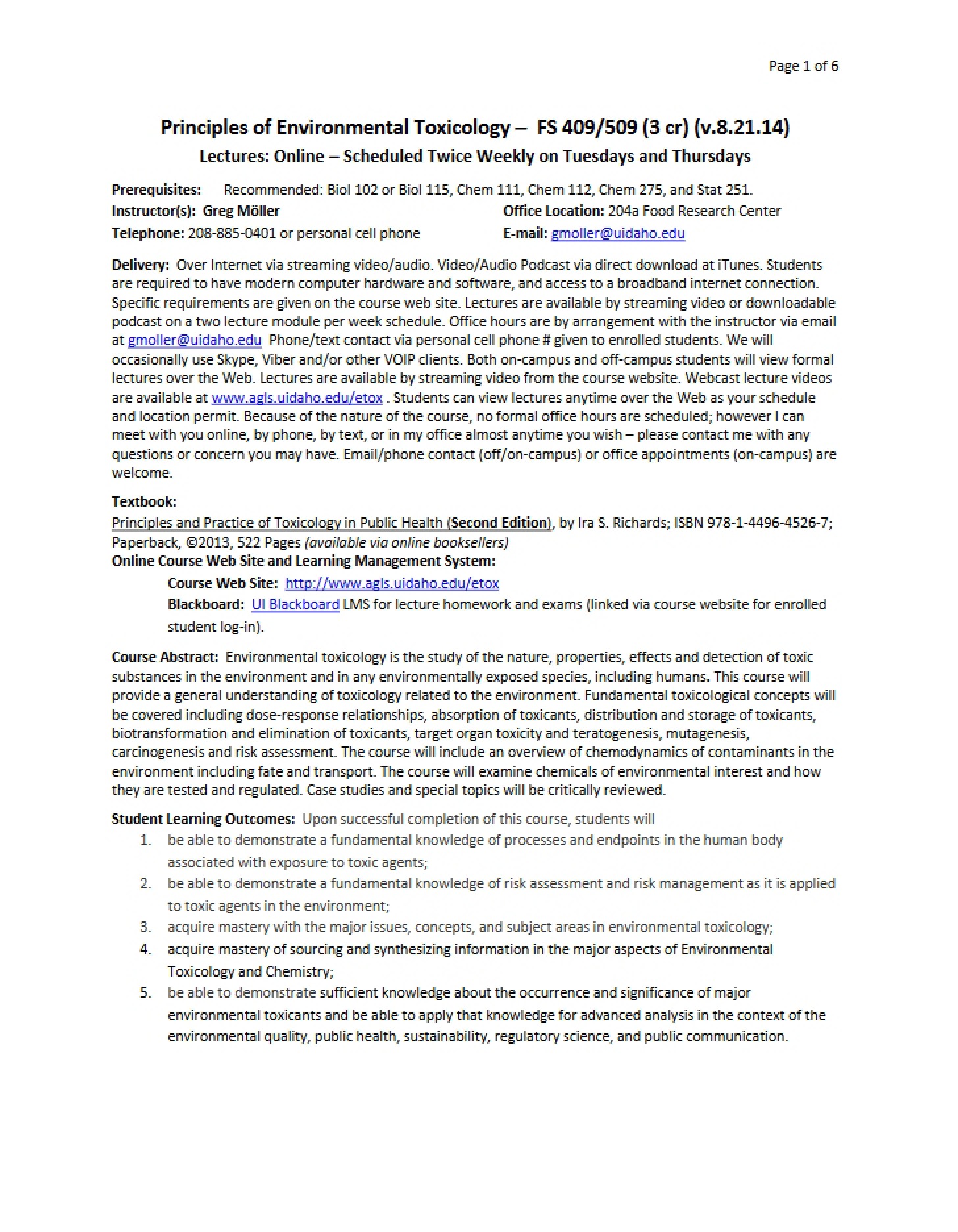 Course Rules and Schedule