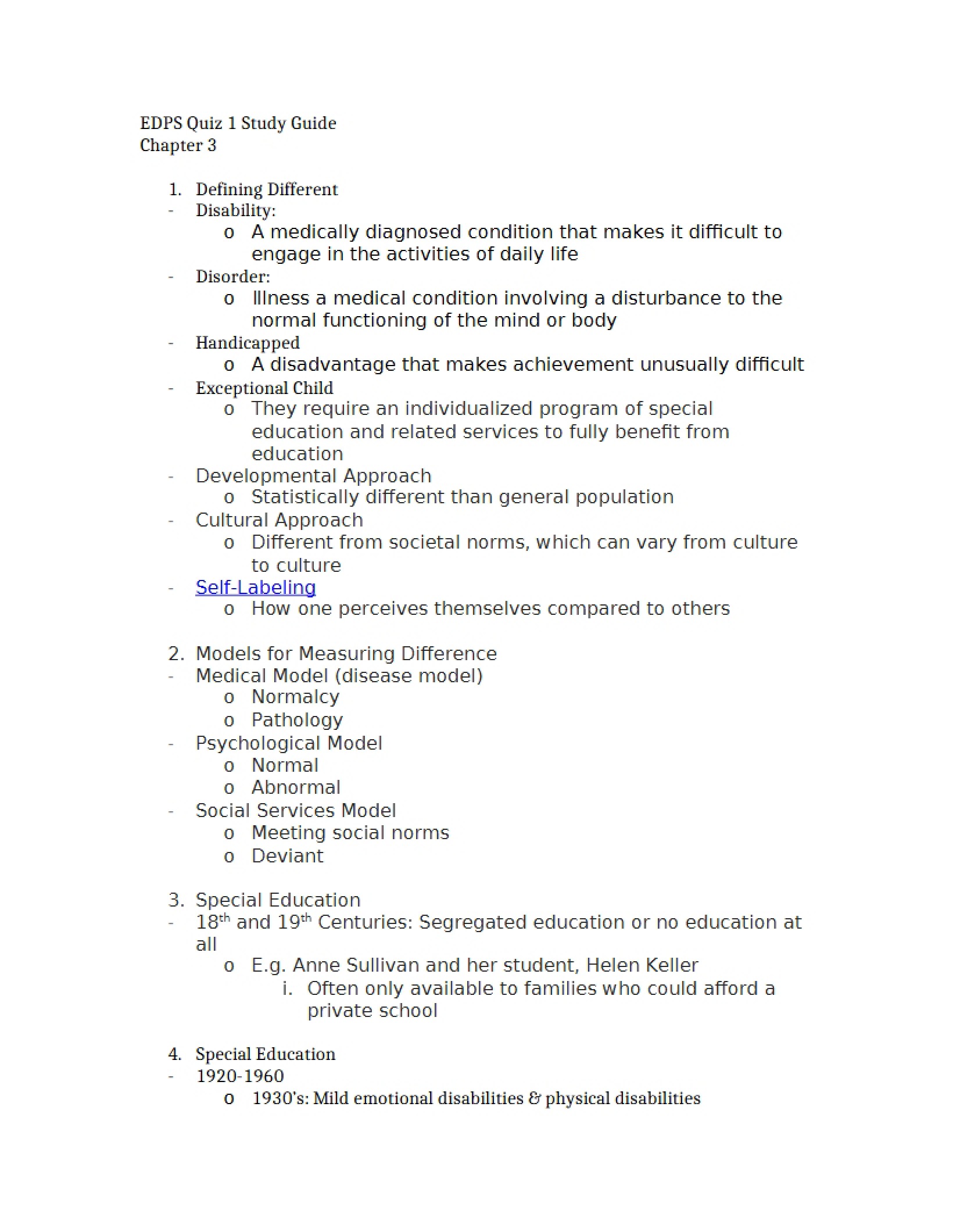 Guide for Quiz 1
