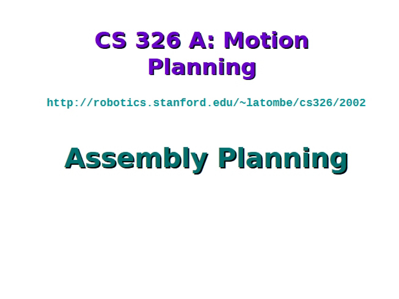 Introduction to Assembly Planning