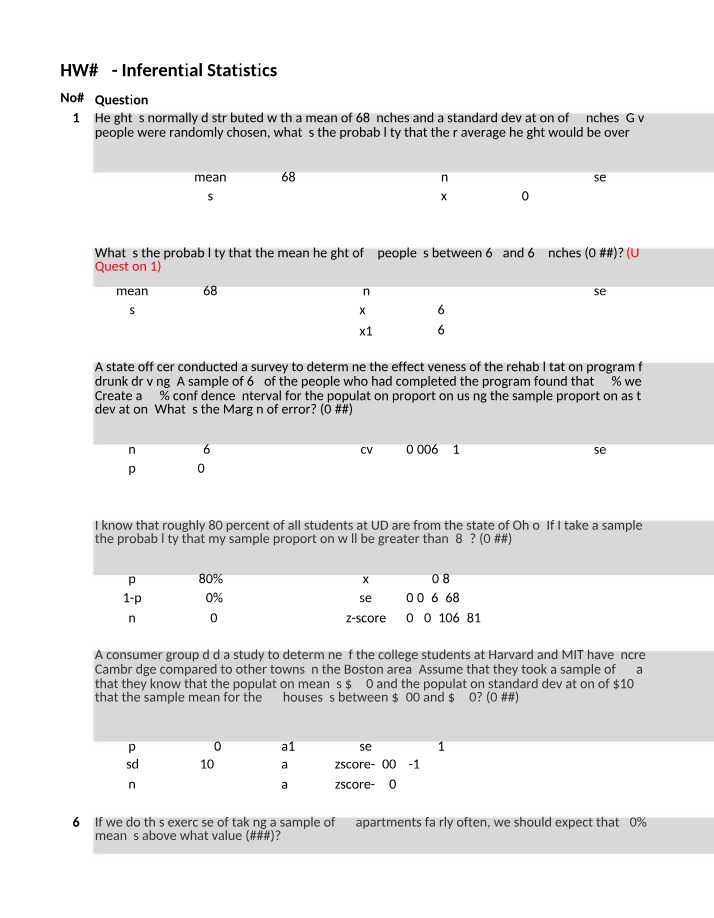 Inferential Statistics Homework 3