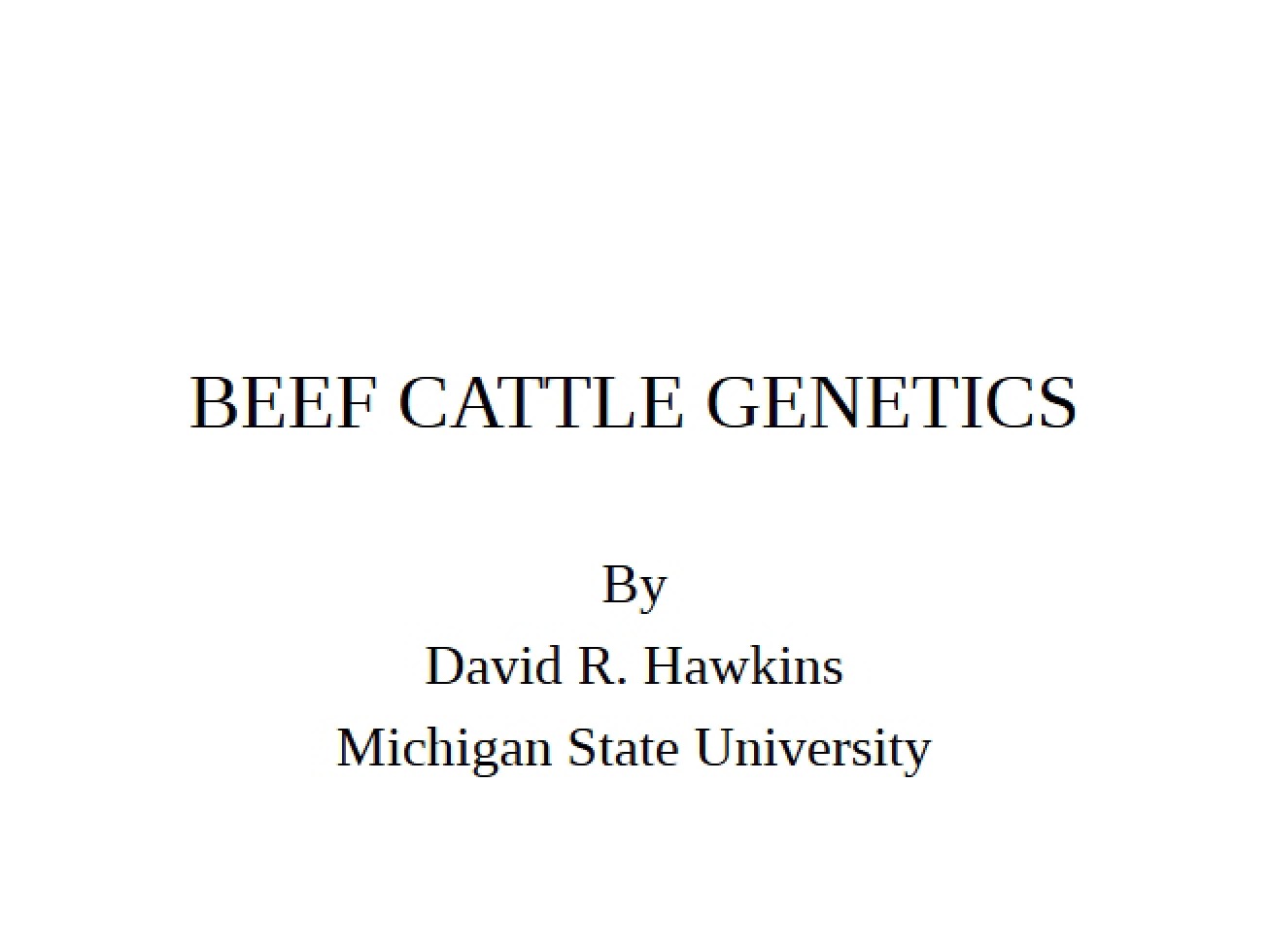 Genetics of Beef Cattle