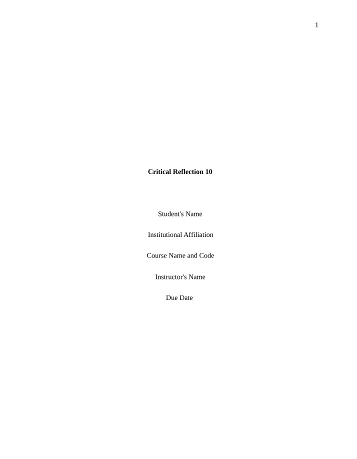 BFA683 Critical Reflection 10
