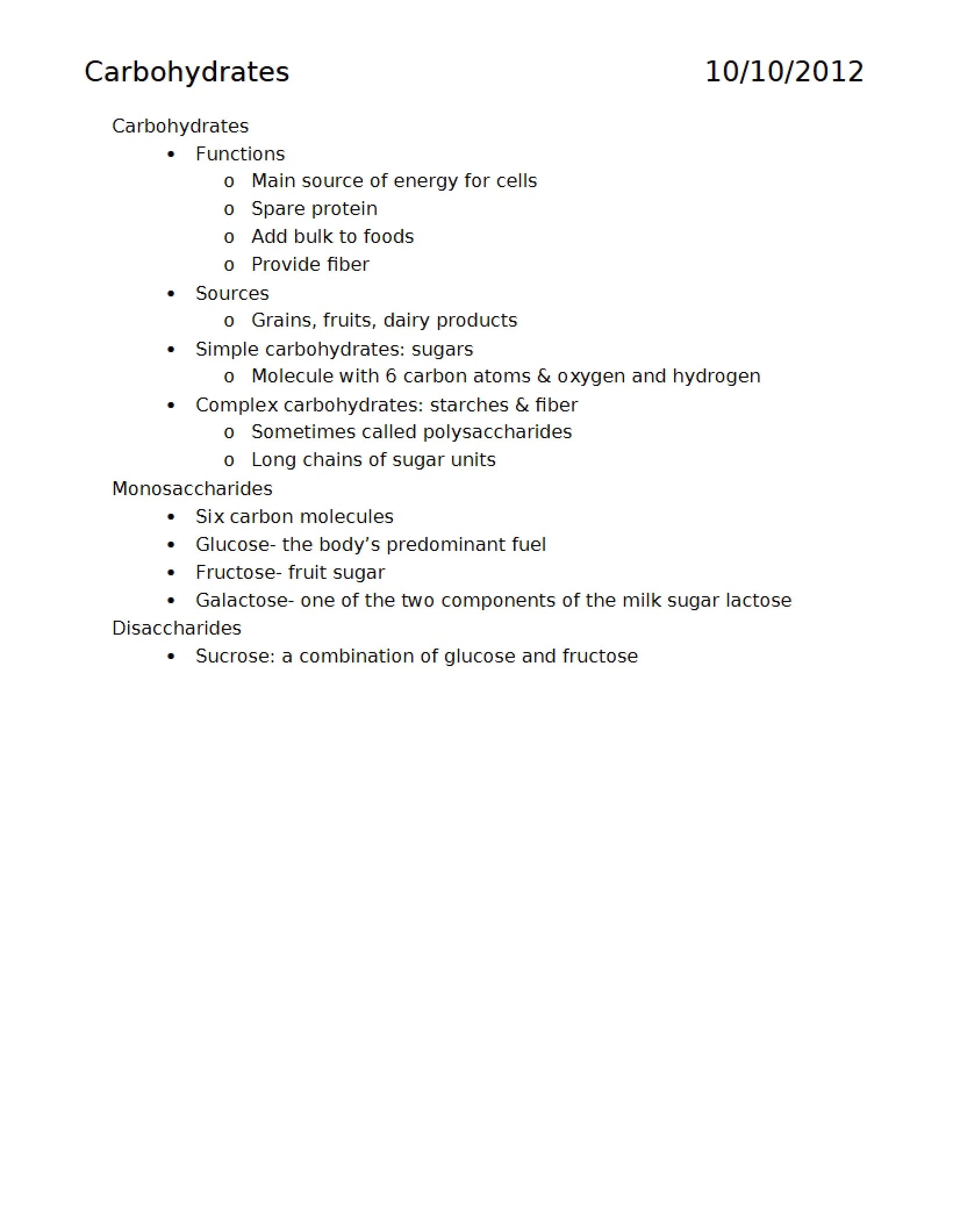 Concept of Carbohydrates