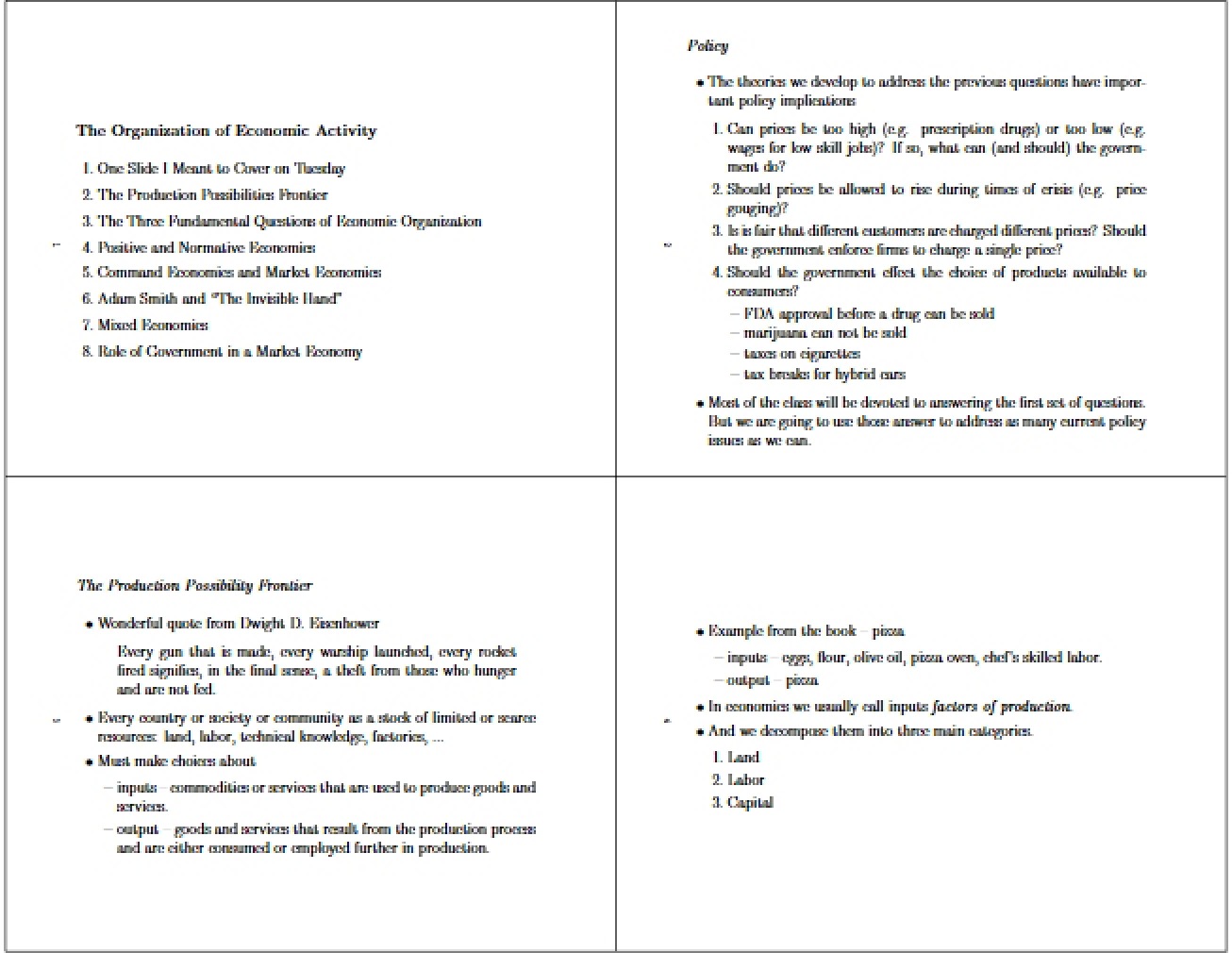 Organizing Economic Activities