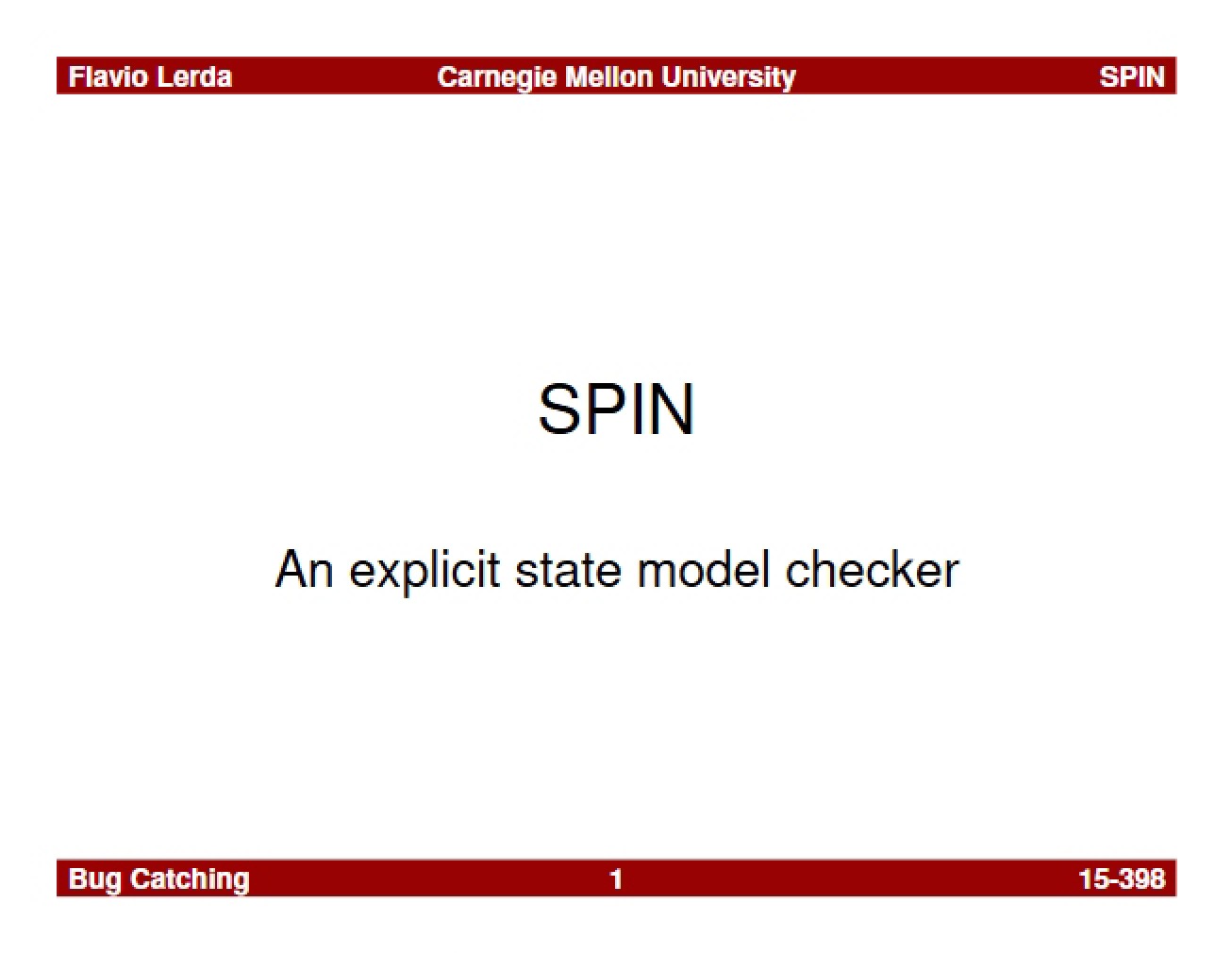 SPIN Verification Lecture