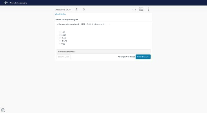 Homework Question - Regression Analysis Intercept