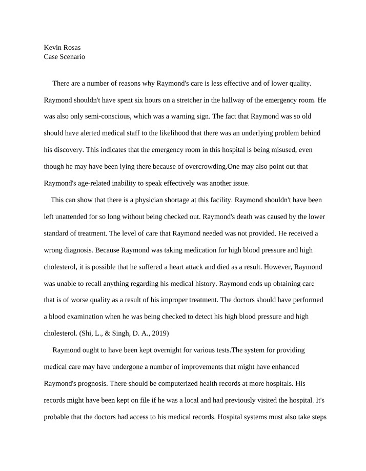 Improving Emergency Room Care - Lessons from Raymond's Case