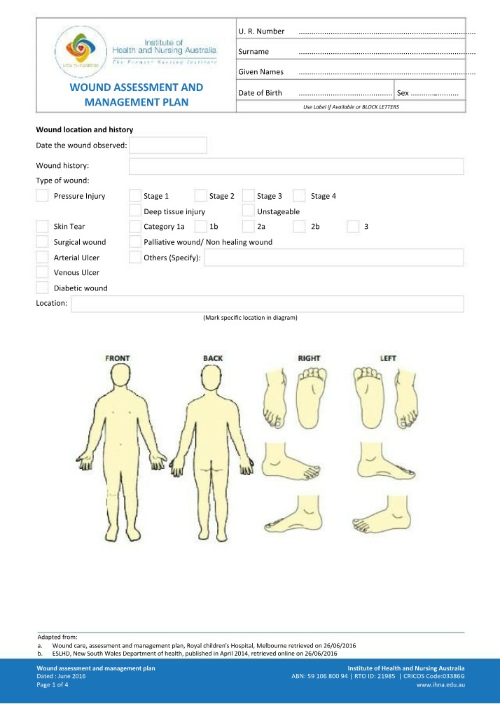 Wound Management and Assessment Plan