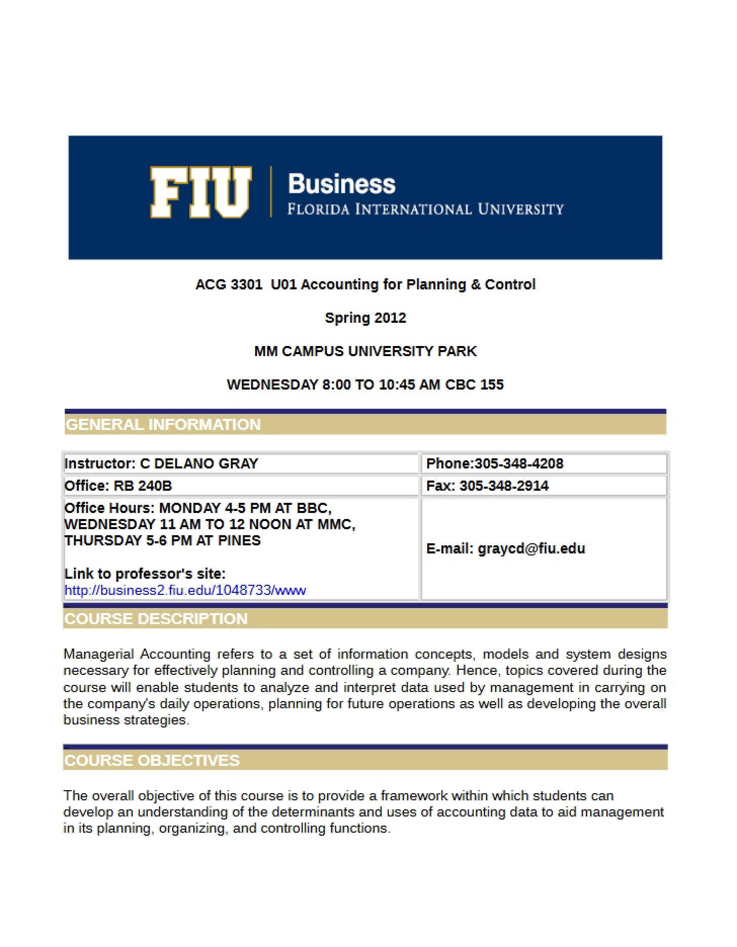 Course Syllabus