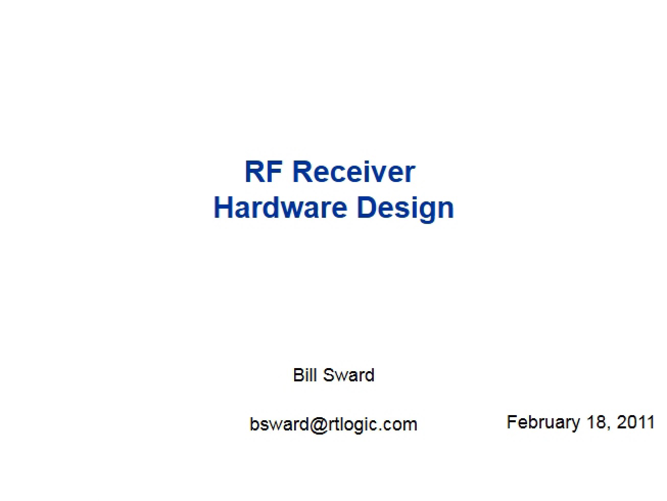 Hardware Design for RF Receiver