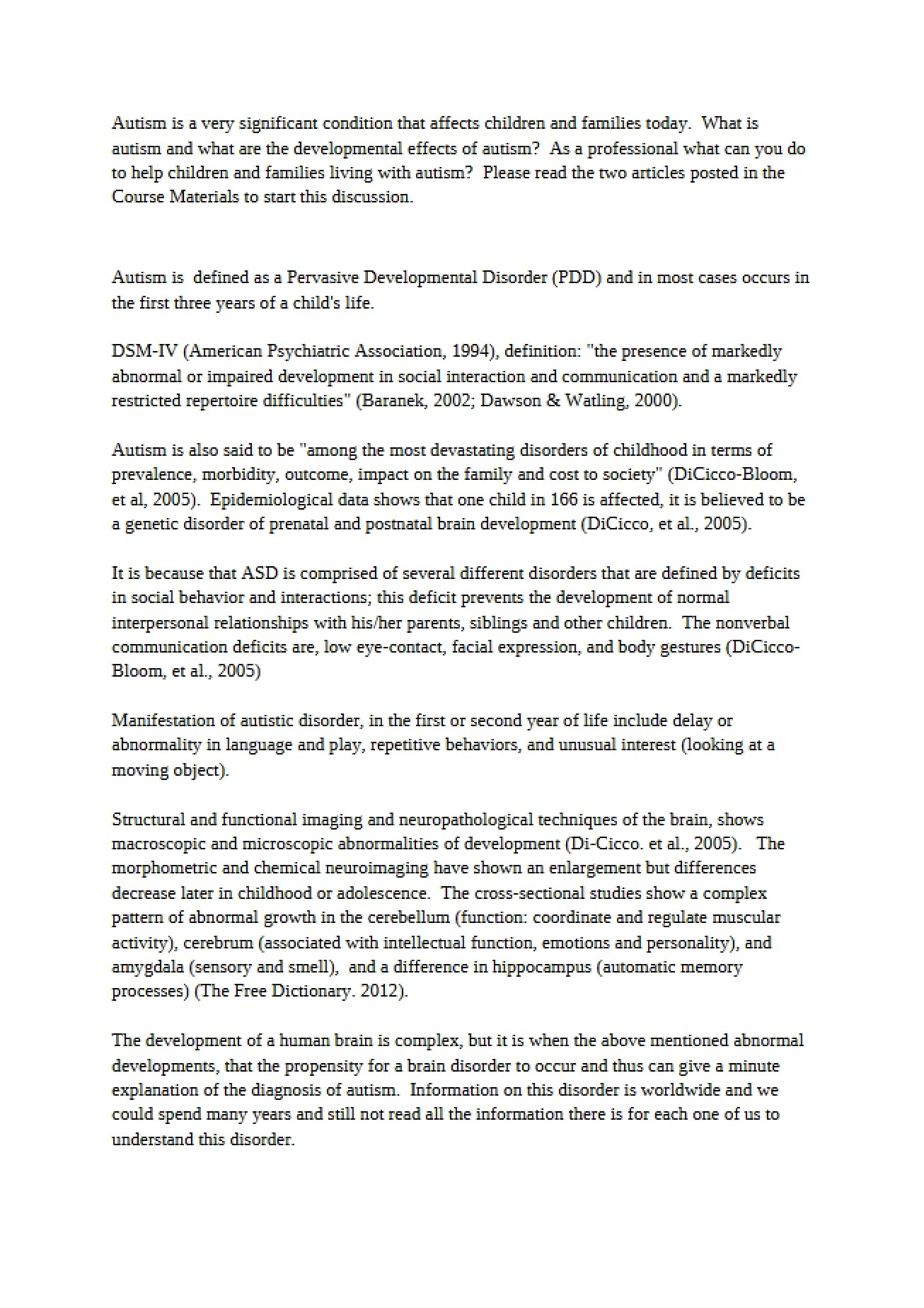 Autism Spectrum Overview