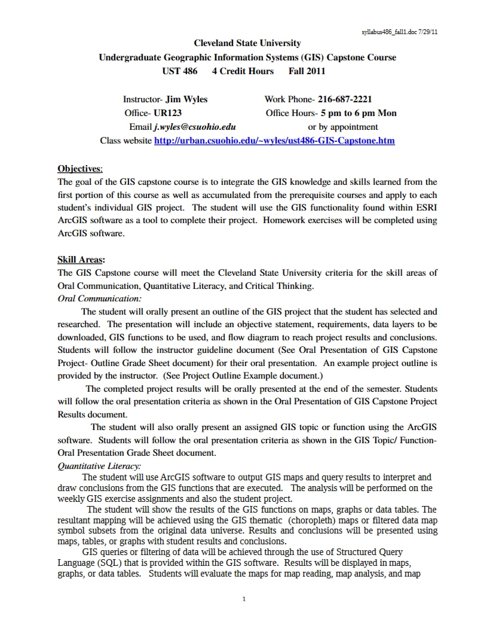 Syllabus Capstone in GIS