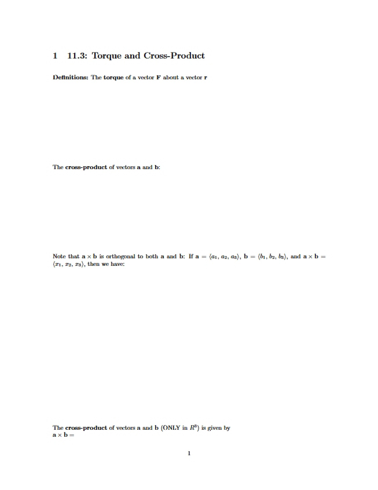 Cross Product Concept