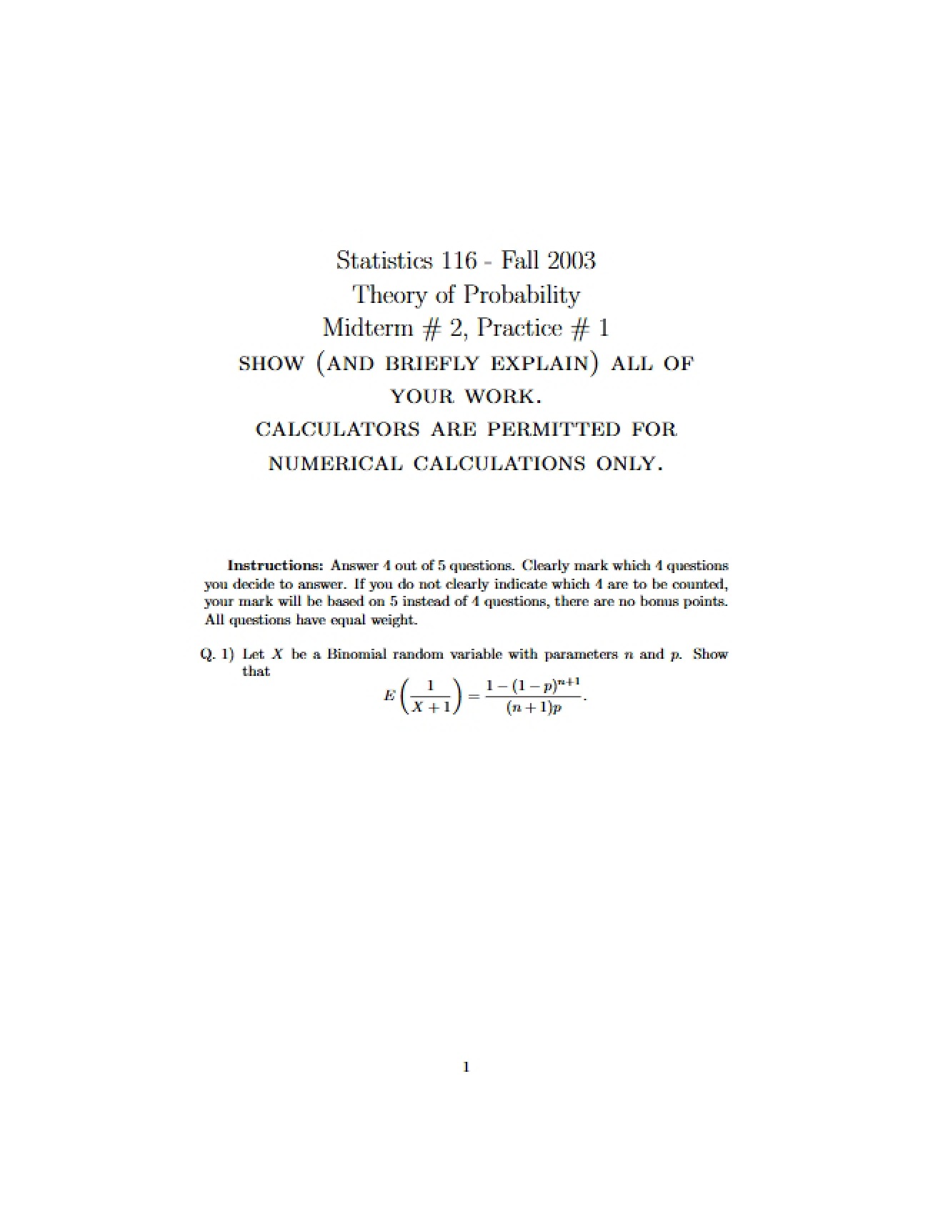 Theory of Probability Lecture Notes