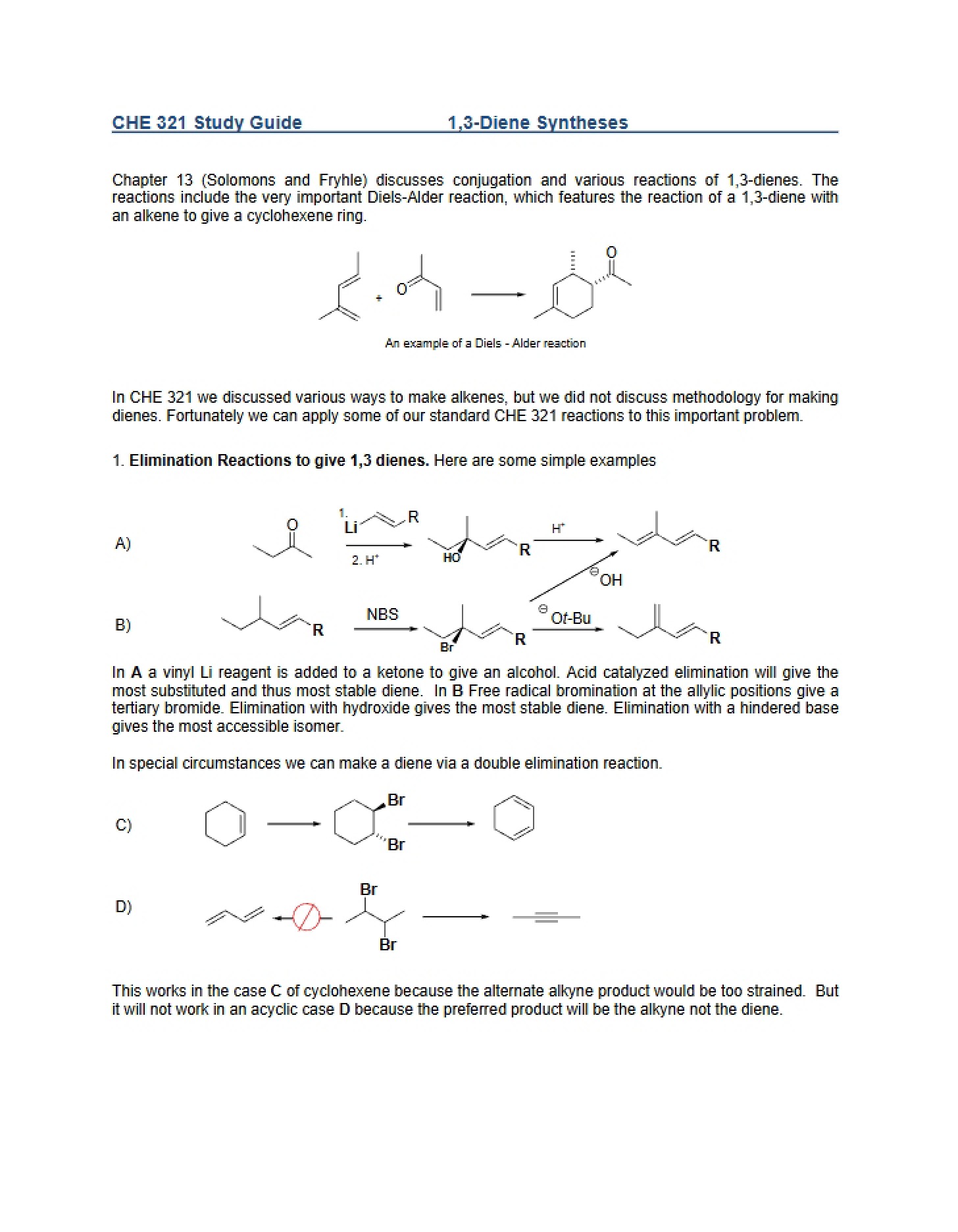 Diene Syntheses Study Guide