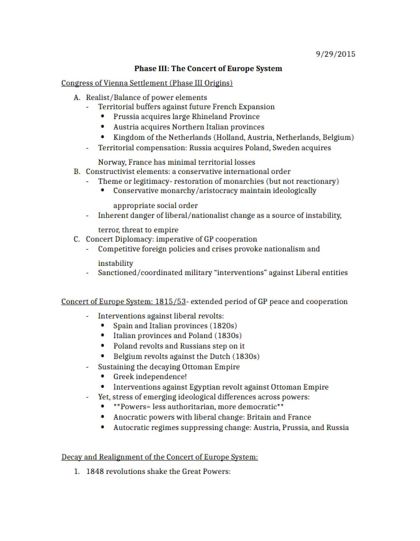 Notes 9.29.15 - Politics of War and Peace
