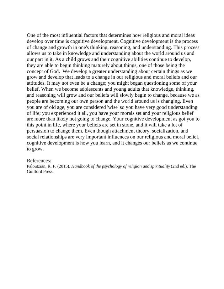 Cognitive Development Influence on Religious and Moral Beliefs